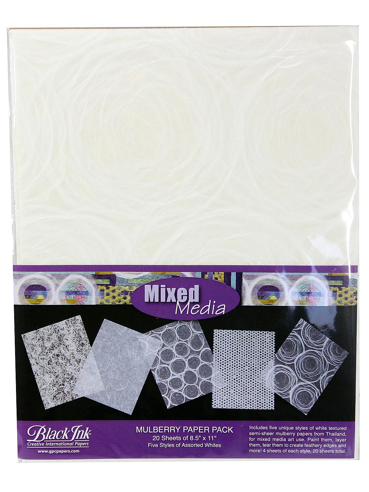 Mixed Media Assorted Textured White Mulberry 8 1 2 In. X 11 In. Pack Of 20 Sheets