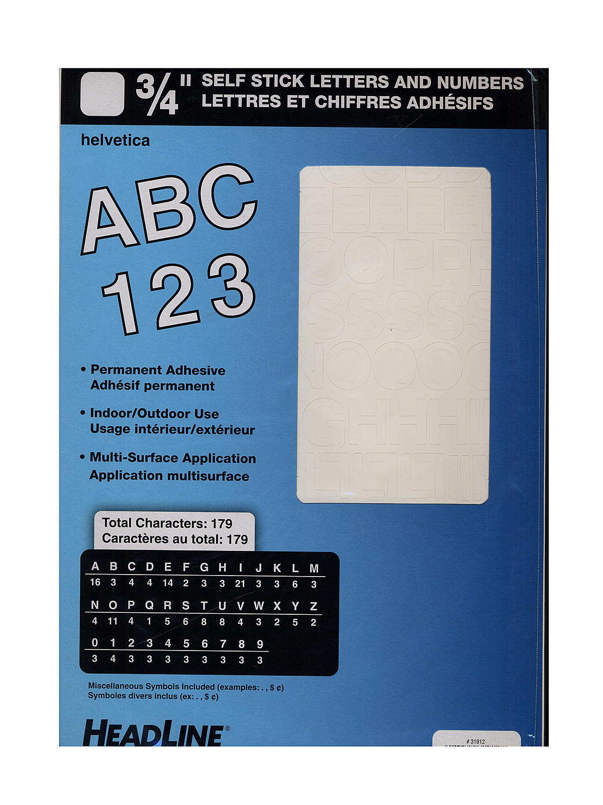 White Vinyl Stick-On Letters or Numbers 3 4 in. Helvetica capitals and numbers
