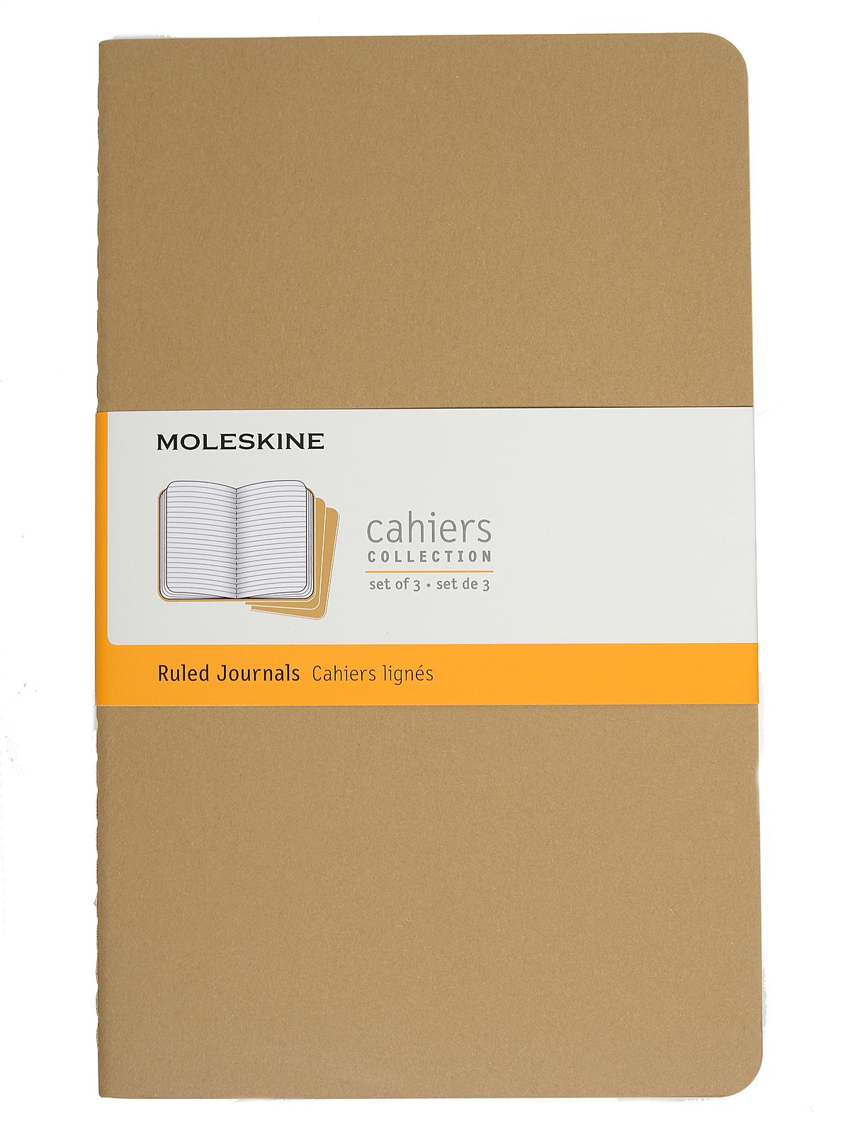 Cahier Journals kraft brown, ruled 5 in. x 8 1 4 in. pack of 3, 80 pages each