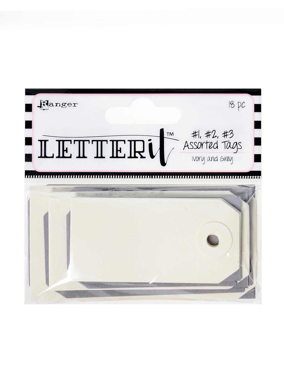 Letter It Surfaces tags ivory and grey assorted