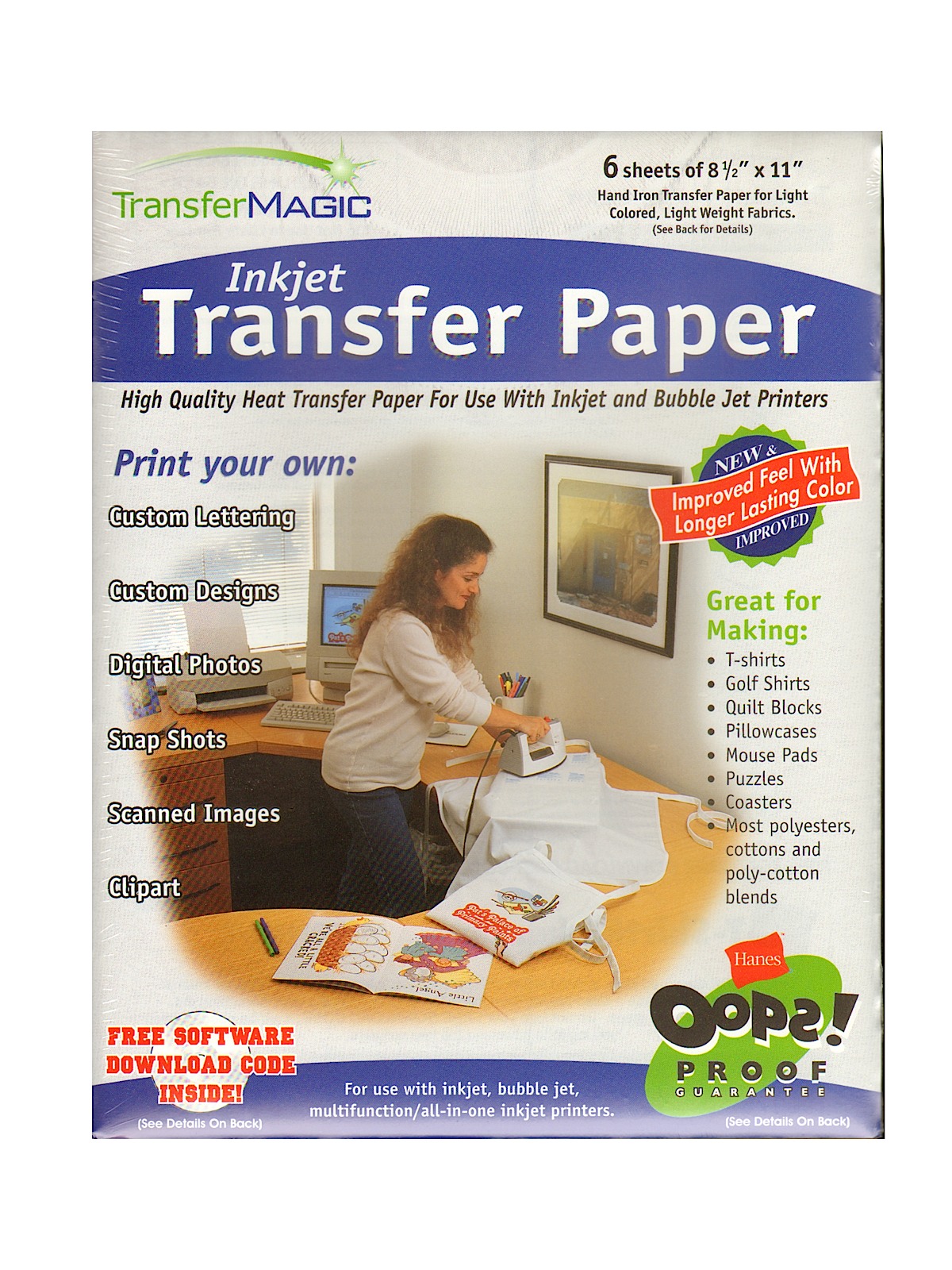 Transfer Paper Pack Of 6 For Ink Jet Or Bubble Jet Printers