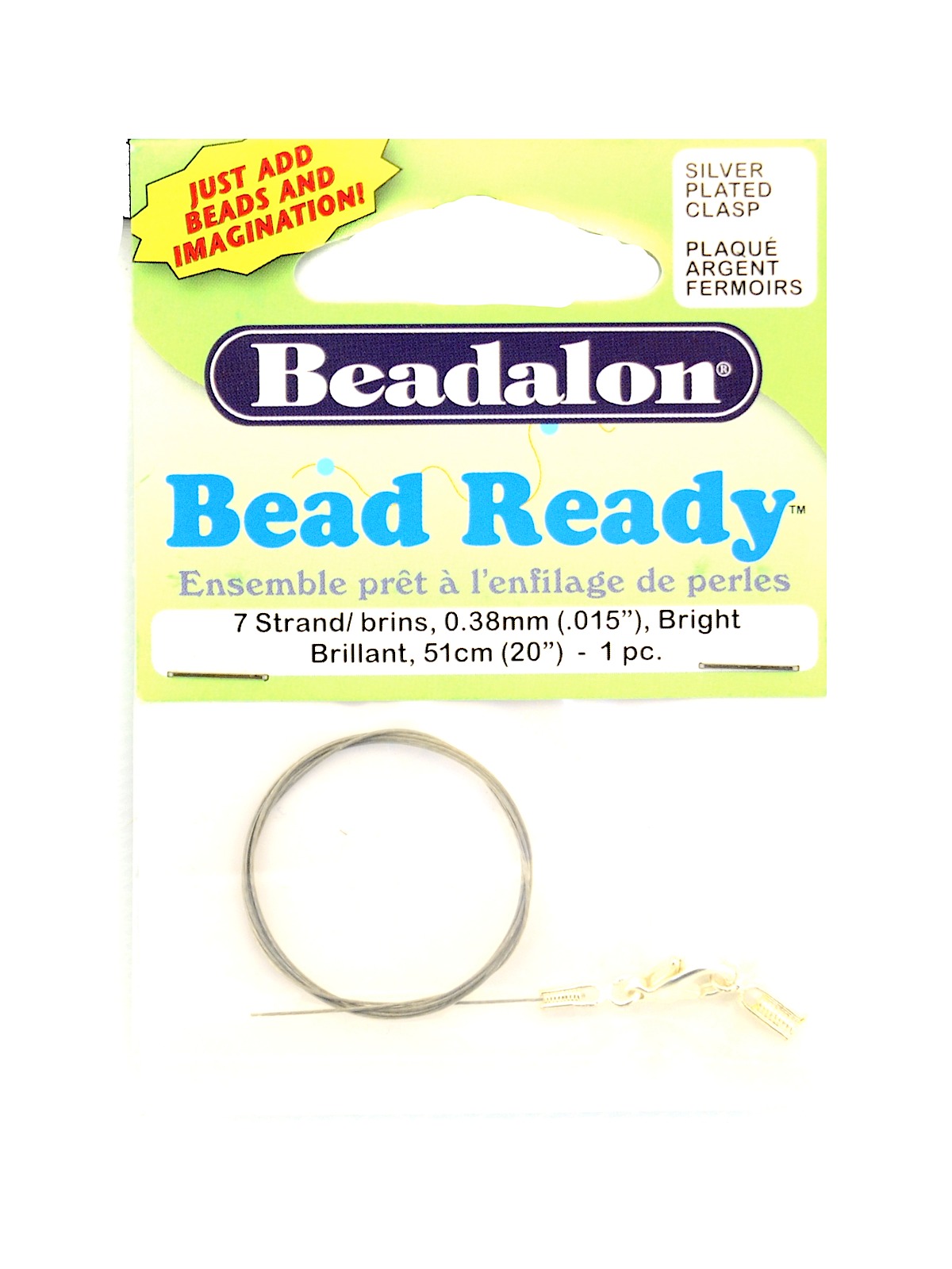 Bead Ready Wire With Lobster Clasp Bright 0.38 Mm (.015 In) 20 In.