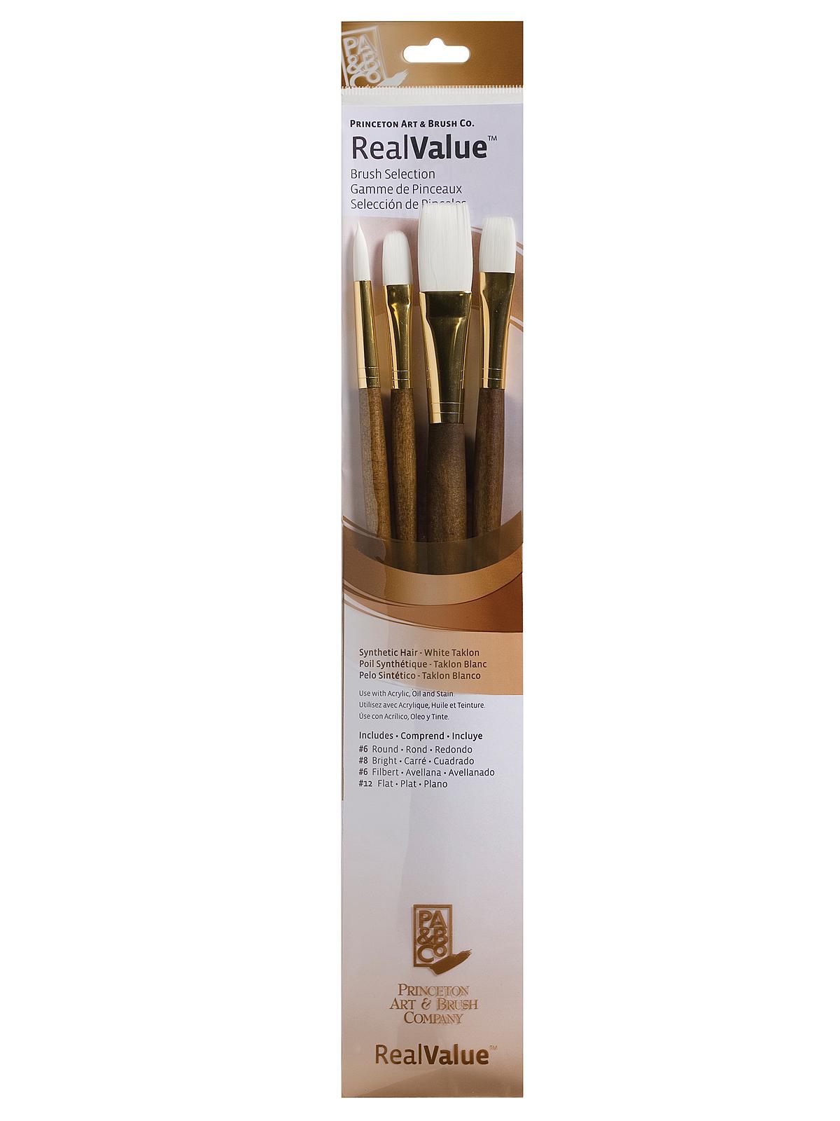 Real Value Series 9000 Brown Handled Brush Sets 9147 Set Of 4