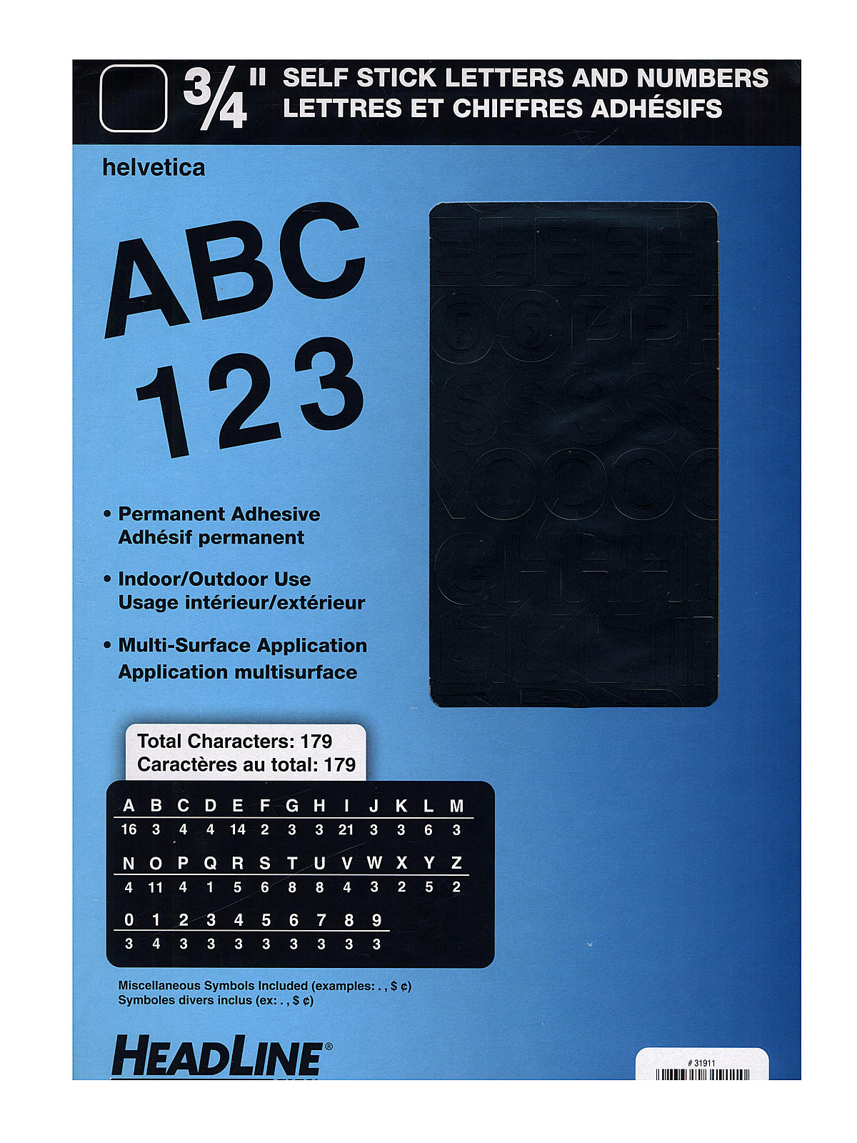 Black Vinyl Stick-On Letters or Numbers 3 4 in. Helvetica capitals and numbers