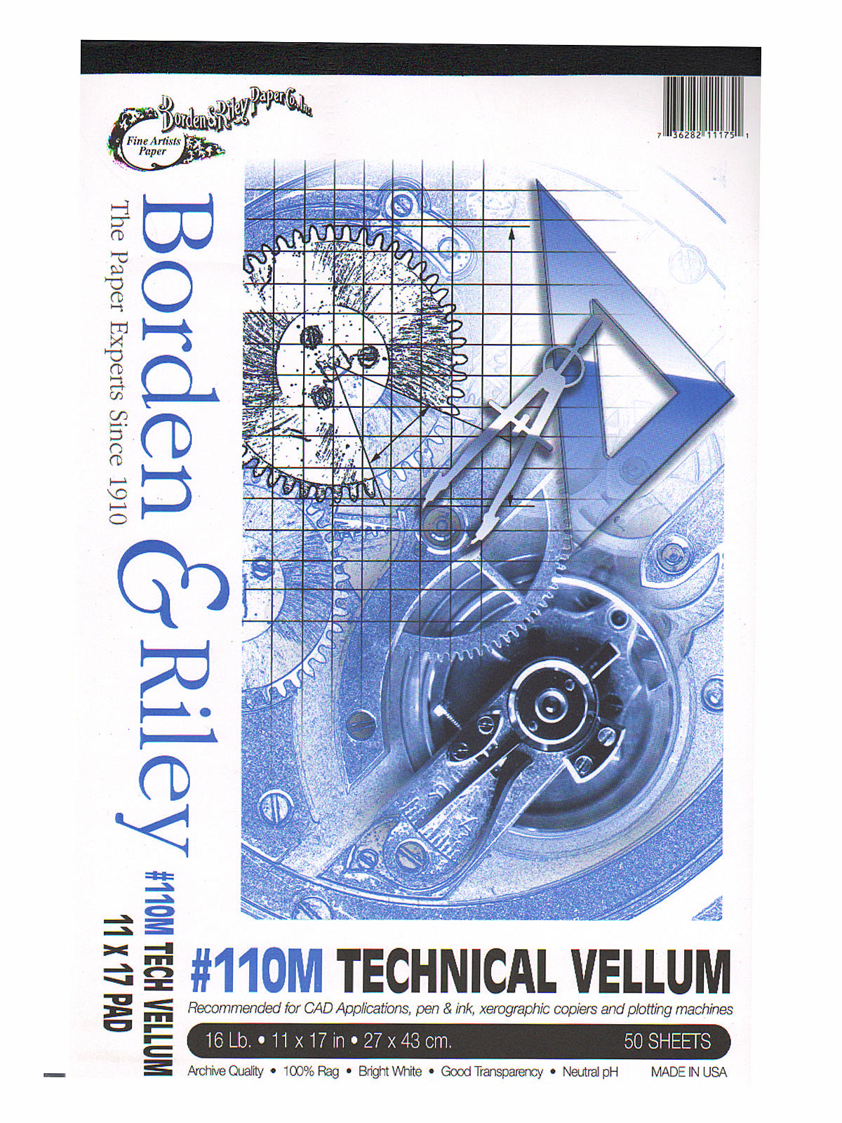#110M Technical Vellum 11 in. x 17 in. pad