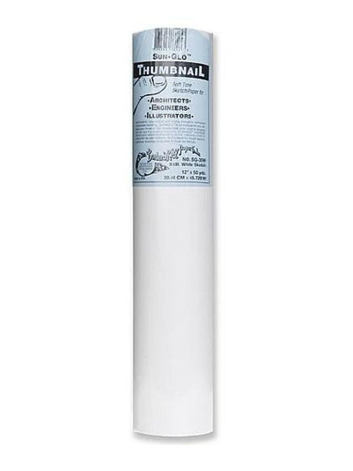 Sun-Glo Thumbnail Sketch Paper Rolls white 8 lb. 24 in. x 20 yd. roll