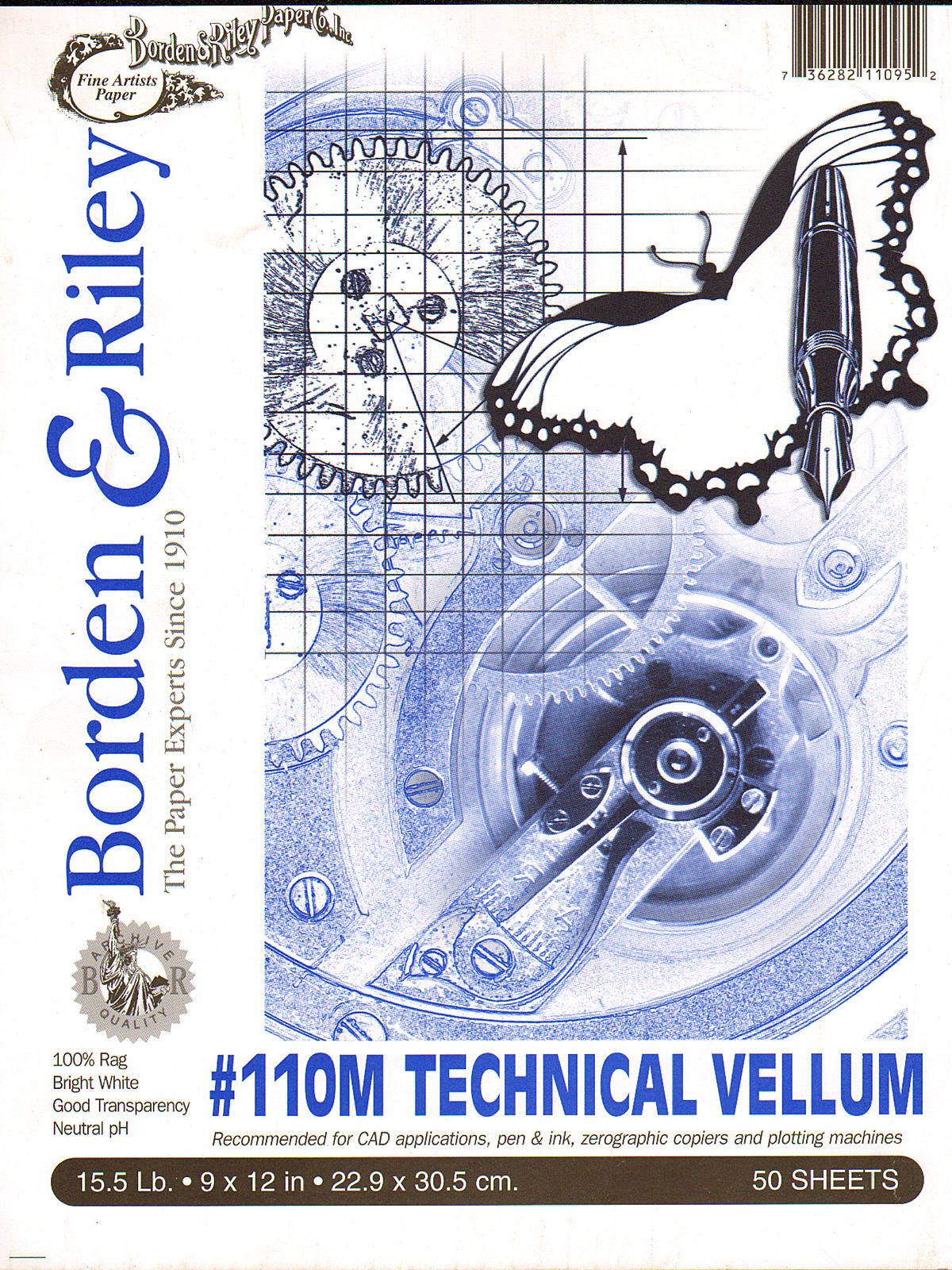 #110M Technical Vellum 9 in. x 12 in. pad