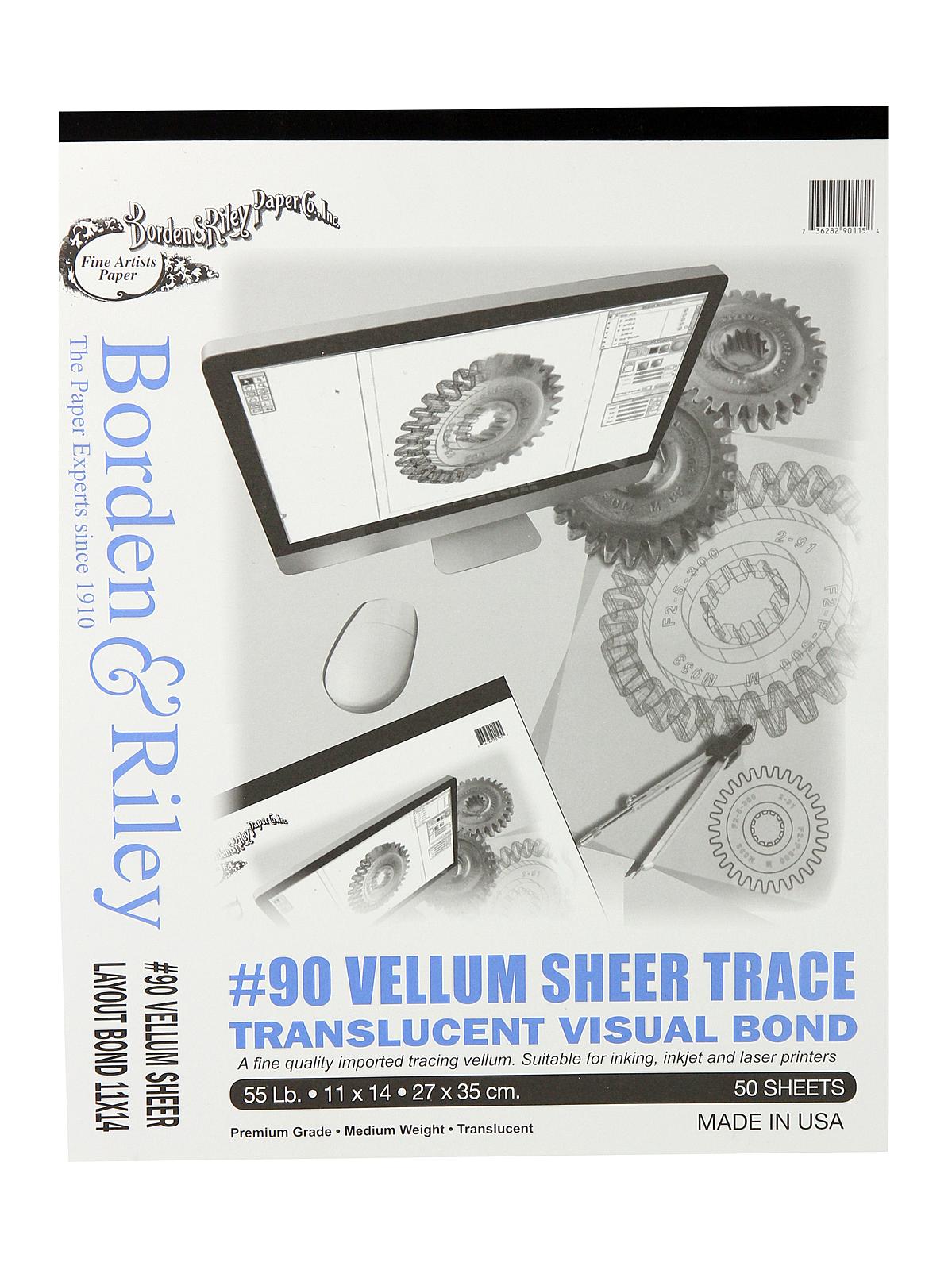 #90 55 lb Vellum 11 in. x 14 in. pad
