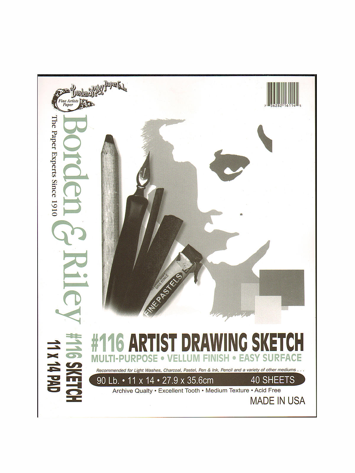 #116 Artist Drawing Sketch Vellum Pads 11 In. X 14 In. 40 Sheets Cloth Bound