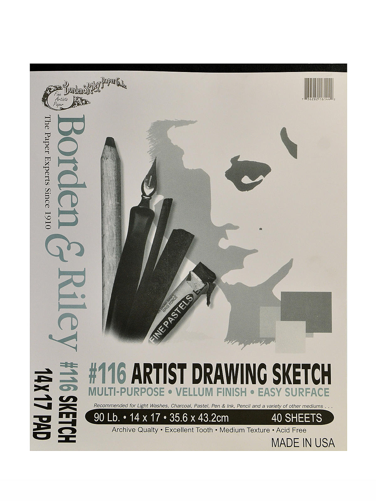 #116 Artist Drawing Sketch Vellum Pads 14 In. X 17 In. 40 Sheets Cloth Bound
