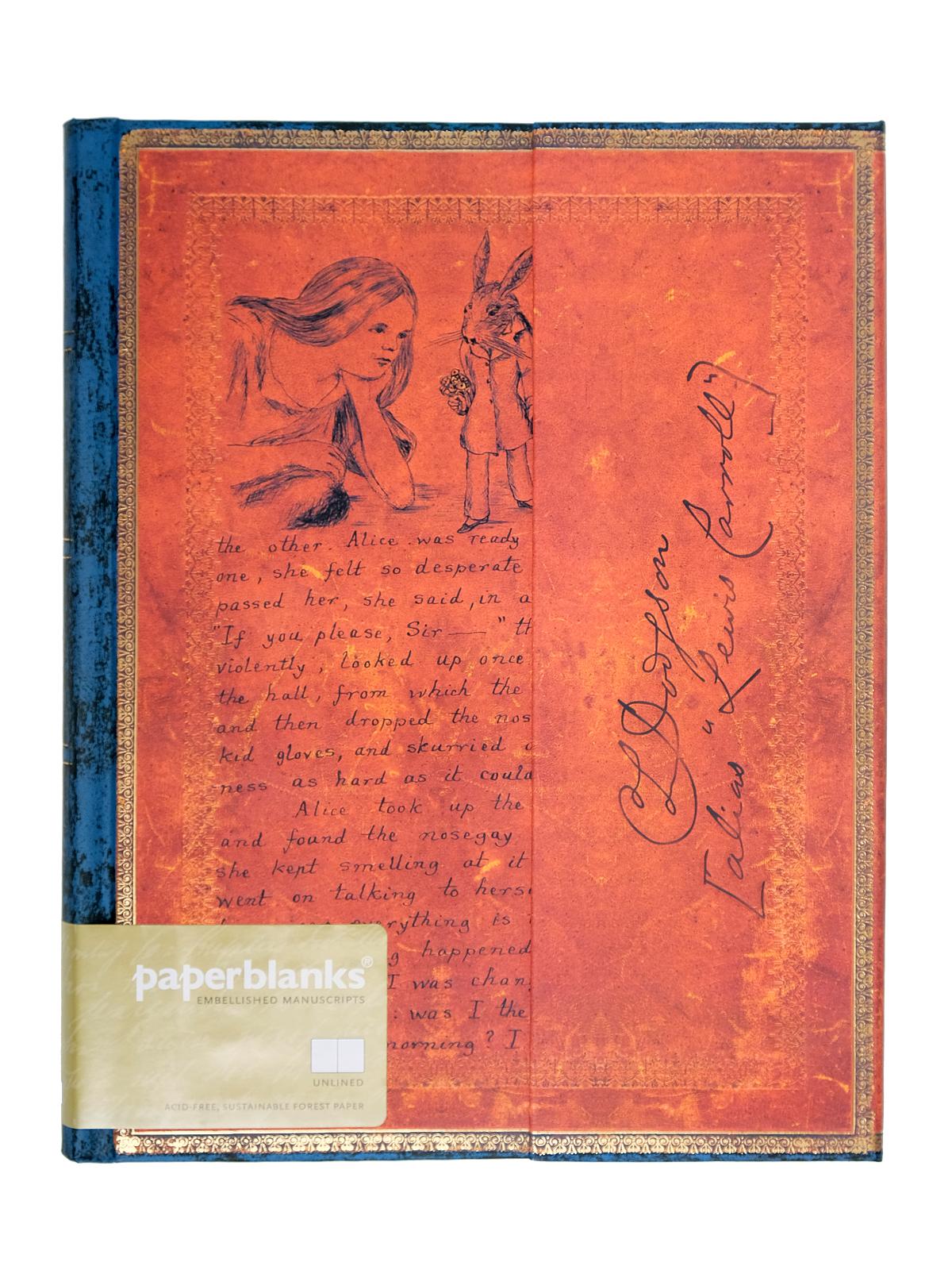 Embellished Manuscript Journals Lewis Carroll, Alice in Wonderland Ultra, 7 in. x 9 in. 144 pages, unlined