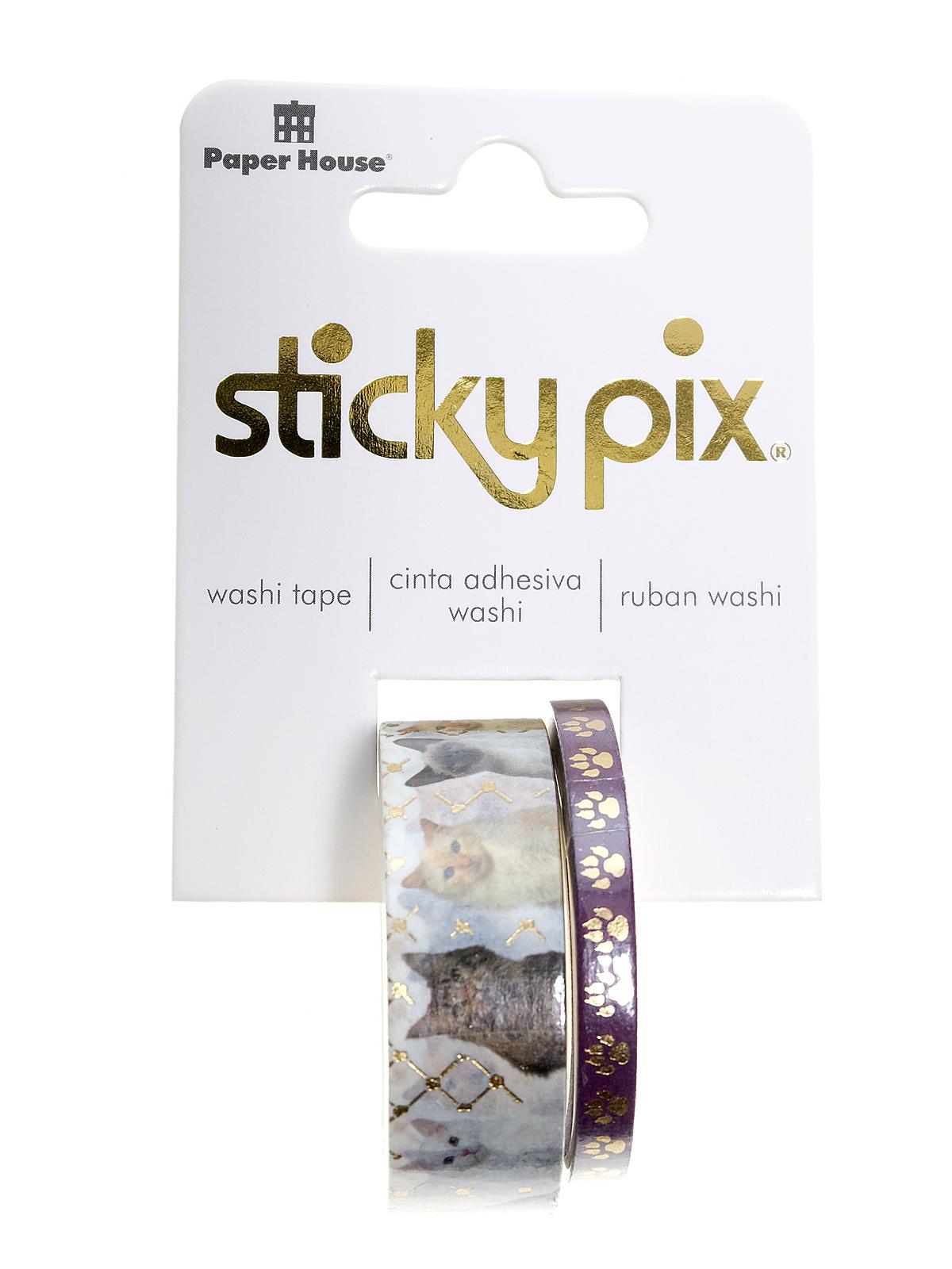 Washi Tape Rolls sticky pix cats pack of 2