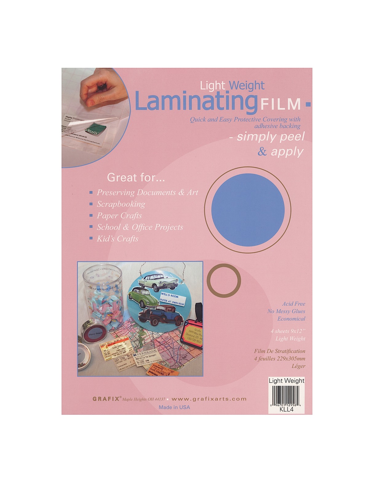 Laminating Film Light Weight 9 In. X 12 In. Pack Of 4