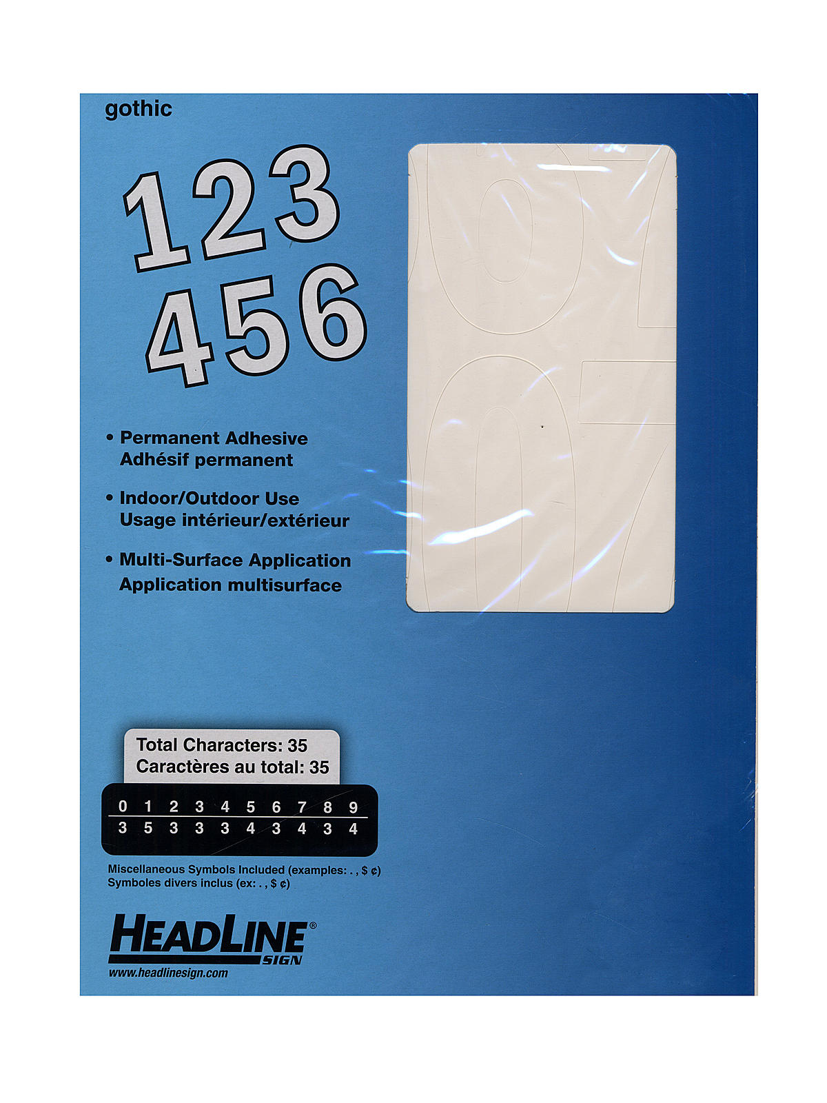 White Vinyl Stick-On Letters or Numbers 4 in. gothic numbers
