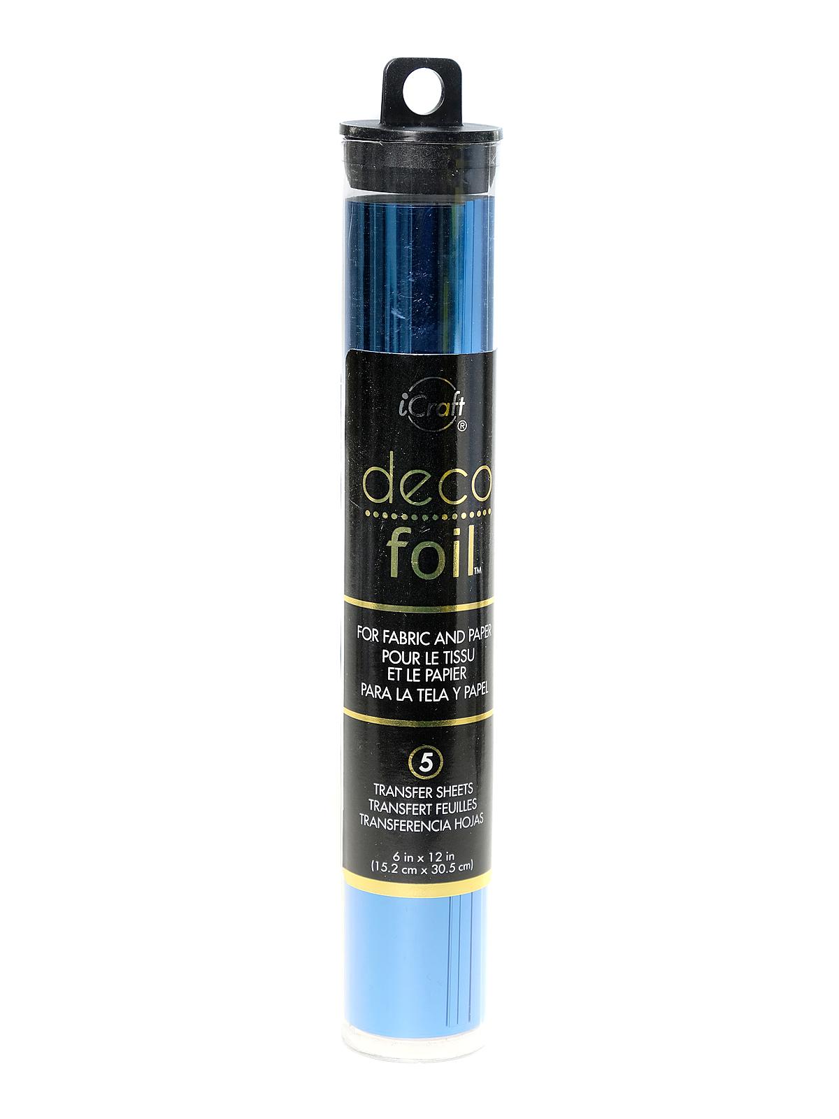iCraft Deco Foil 6 in. x 12 in. pack of 5 sheets denim