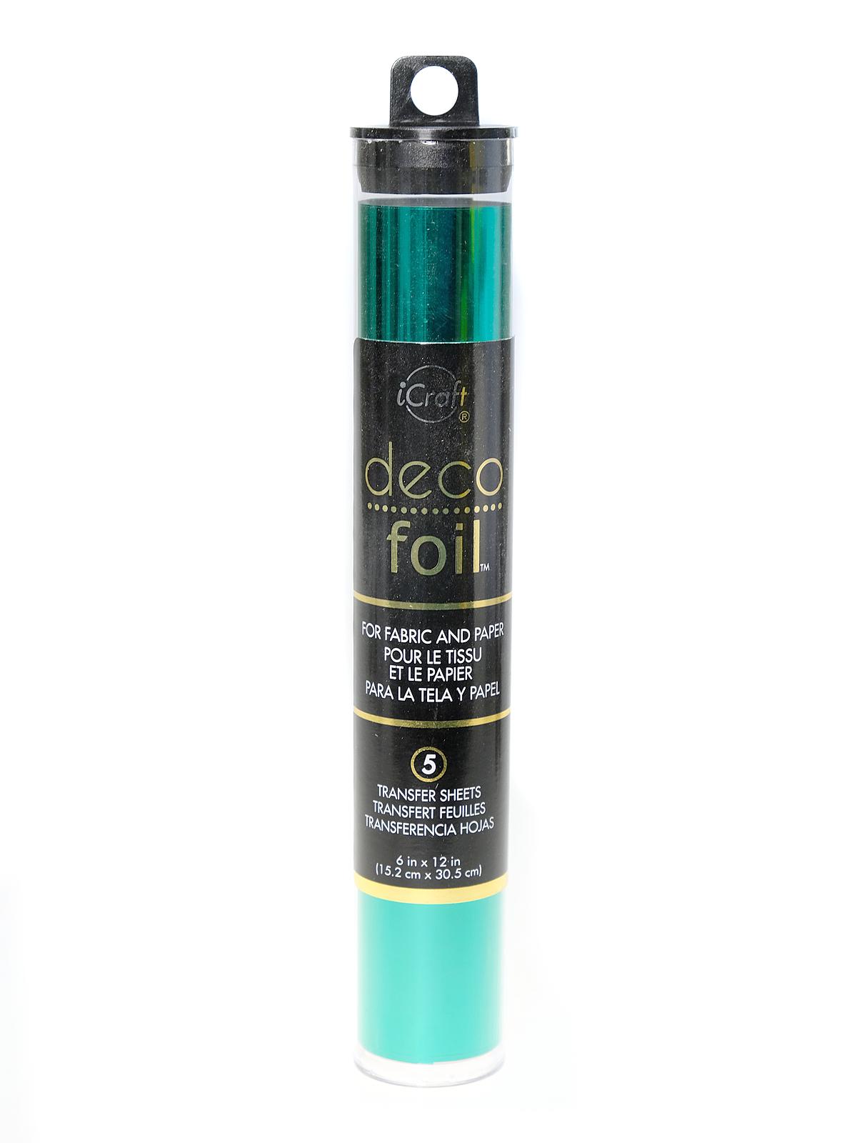 iCraft Deco Foil 6 in. x 12 in. pack of 5 sheets jade