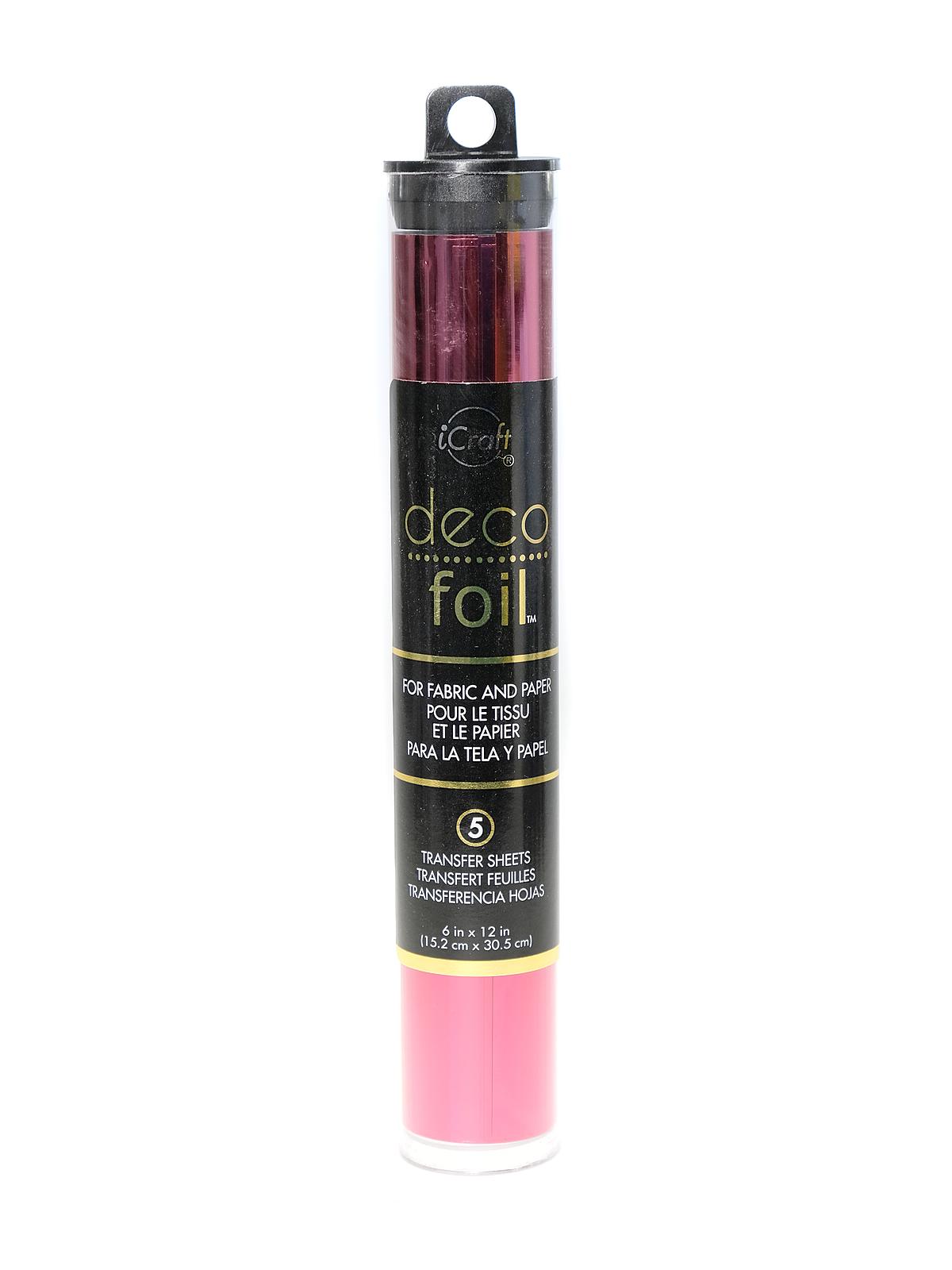 iCraft Deco Foil 6 in. x 12 in. pack of 5 sheets wild cherry