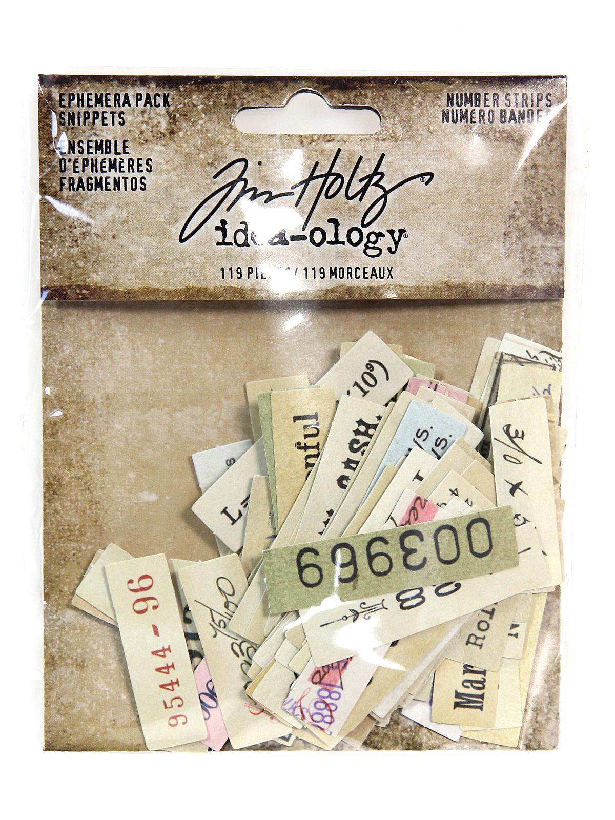Idea-ology Paperie snippets ephemera number strips 119 pieces