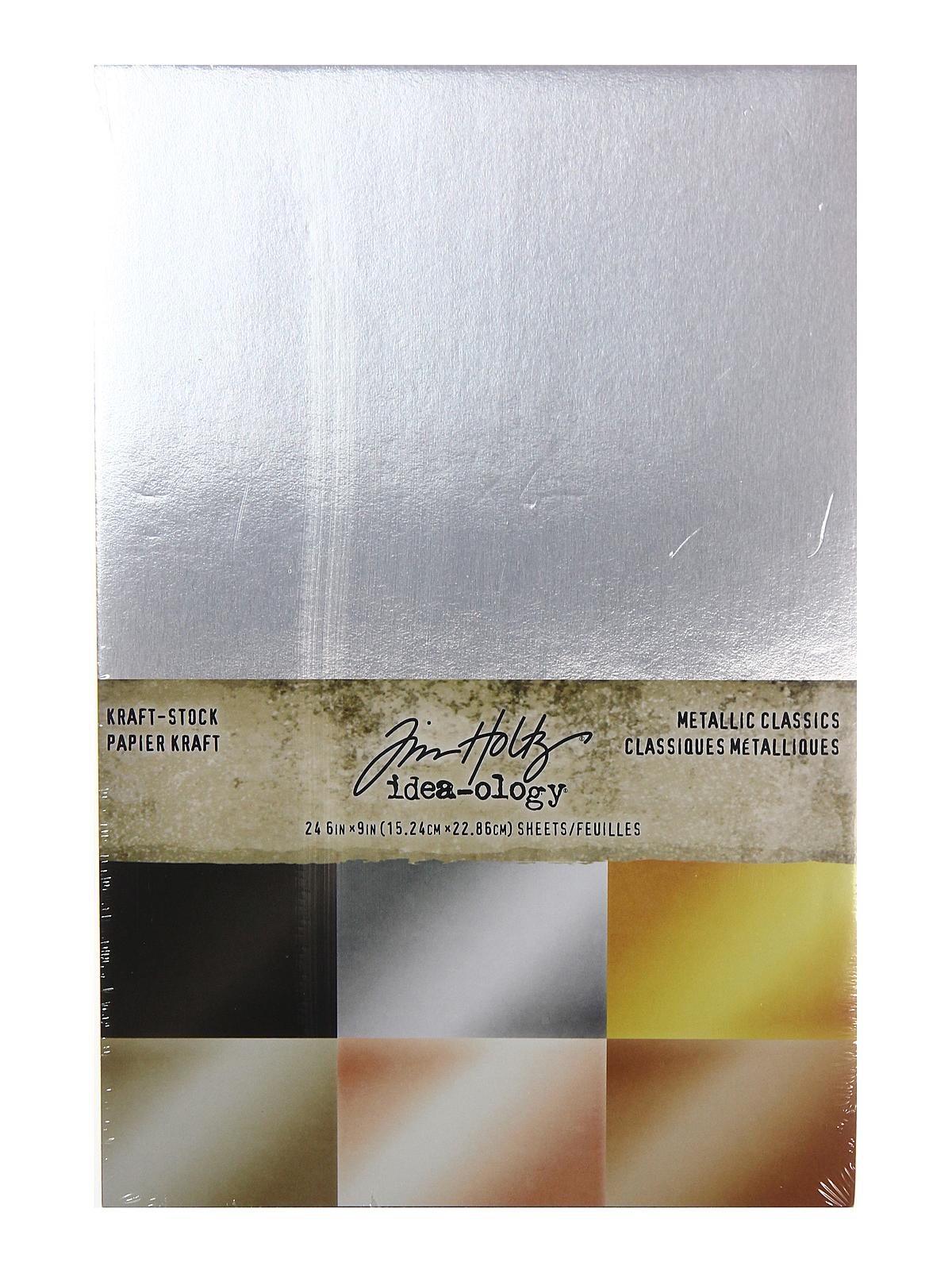 Idea-ology Paperie kraft stock printed papers metallic classics 24 sheets, 6 in. x 9 in.