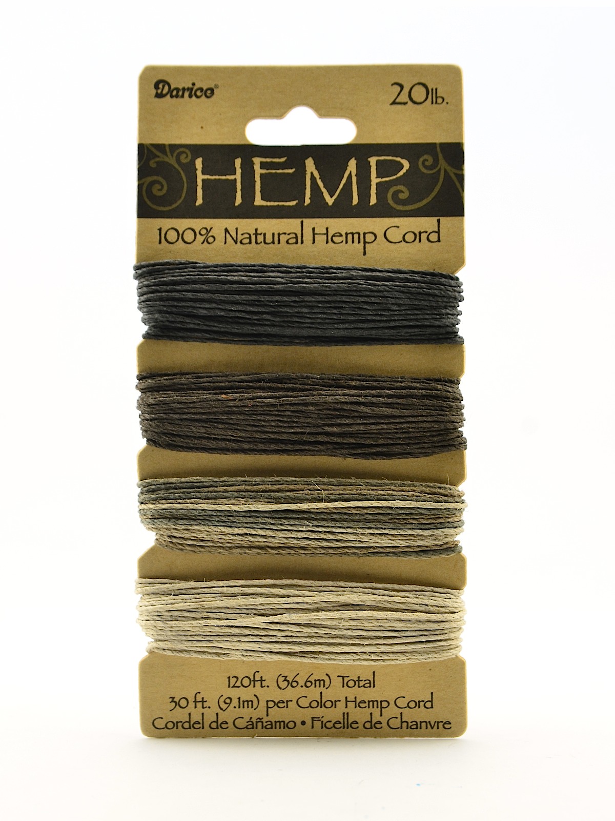 Cord Cards hemp 9.1 m x 4 colors earthy