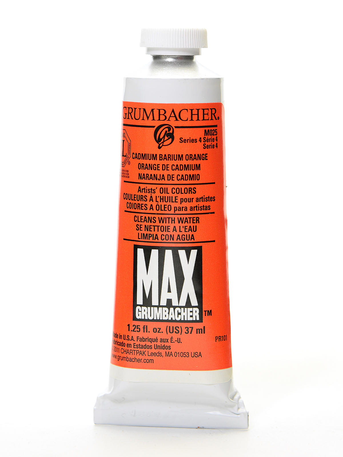 Max Water Miscible Oil Colors cadmium-barium orange 1.25 oz.