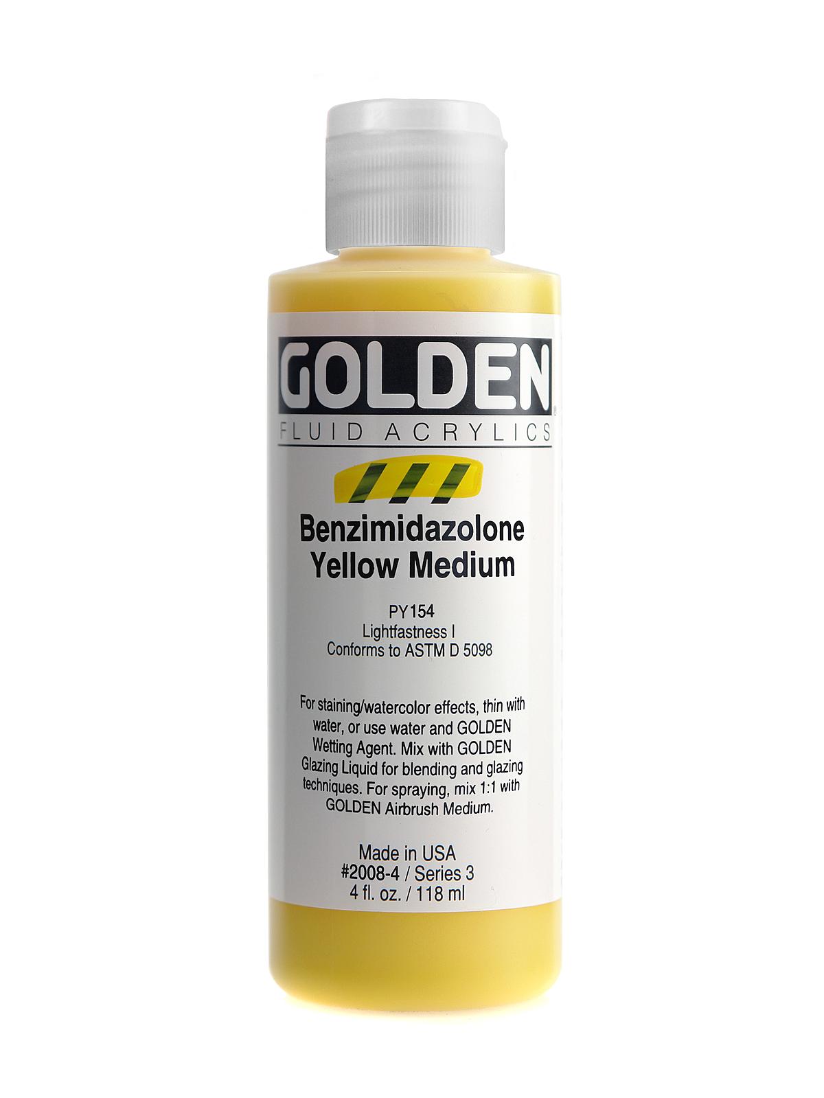 Fluid Acrylics benzimidazalone yellow medium 4 oz.
