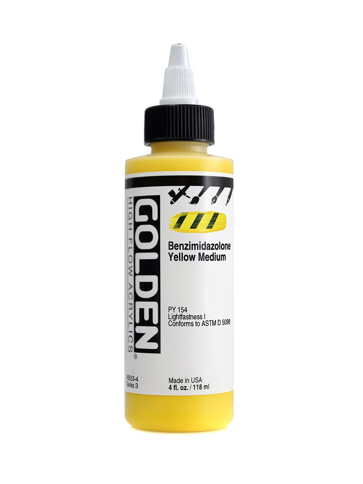 High Flow Acrylics benzimidazalone yellow medium 4 oz.