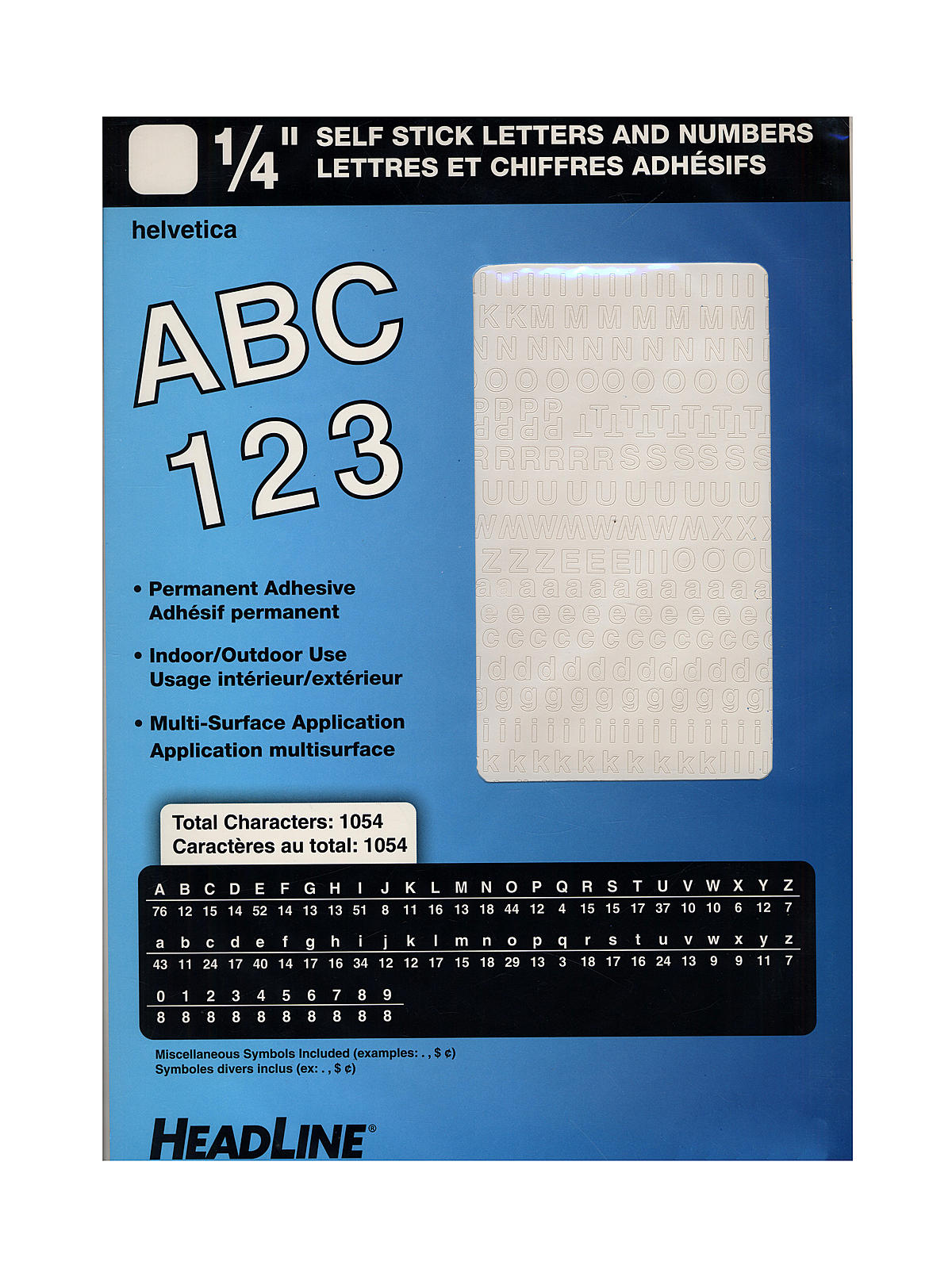 White Vinyl Stick-On Letters or Numbers 1 4 in. Helvetica capitals and numbers