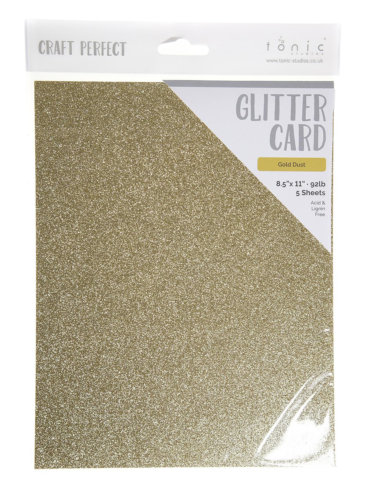 Craft Perfect Glitter Card gold dust 8 1 2 in. x 11 in. pack of 5