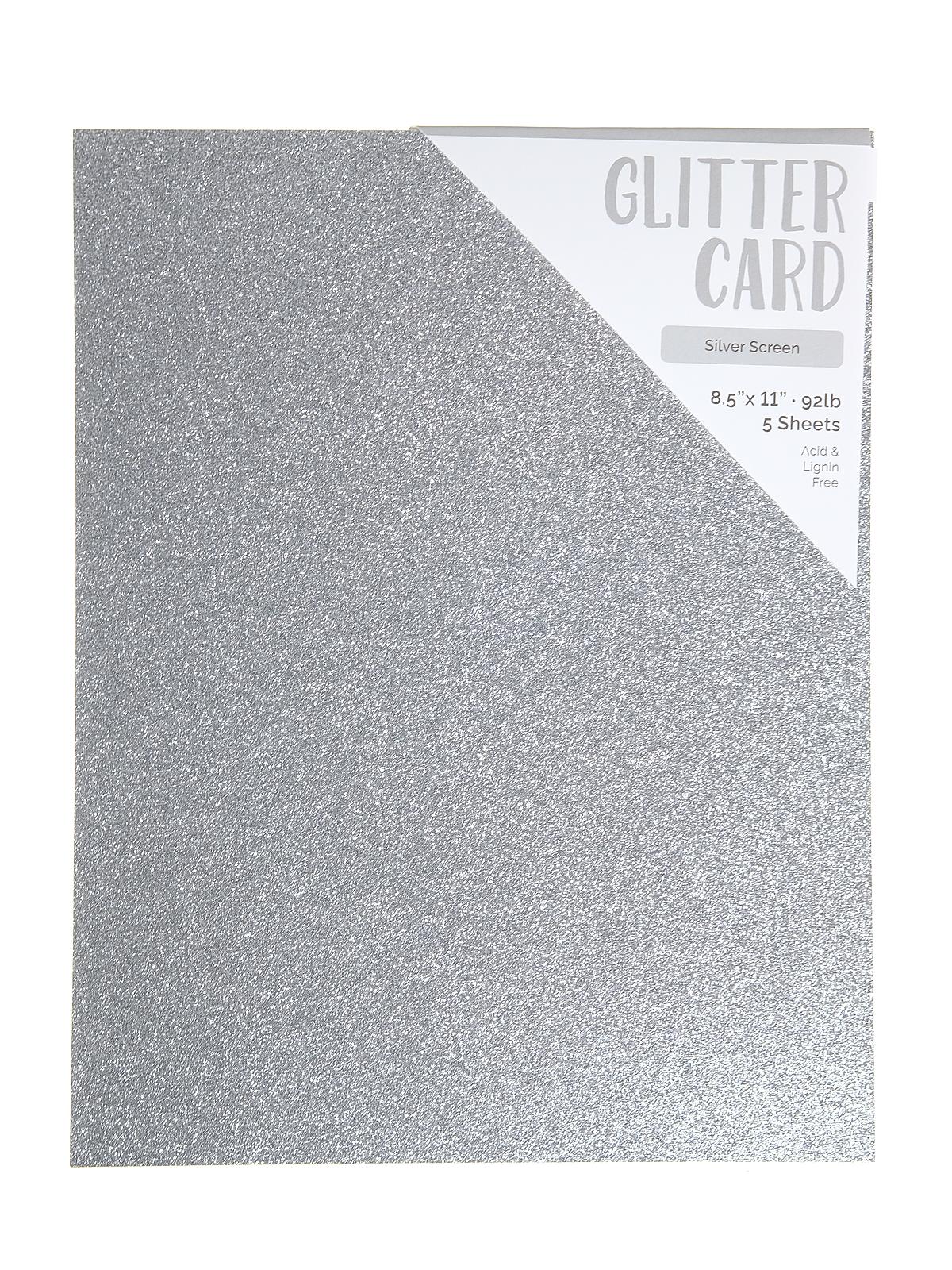 Craft Perfect Glitter Card Silver Screen 8 1 2 In. X 11 In. Pack Of 5