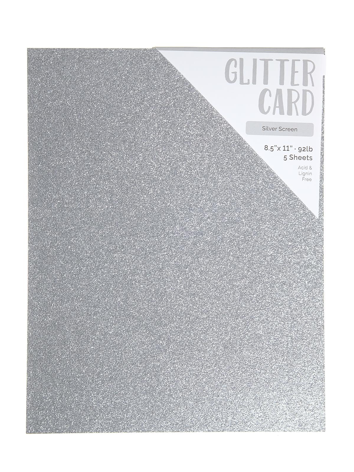 Craft Perfect Glitter Card silver screen 8 1 2 in. x 11 in. pack of 5