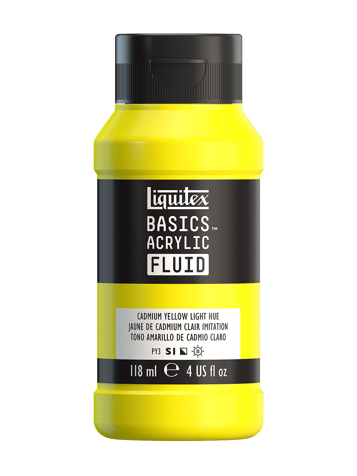 BASICS Fluid Acrylic Colors cadmium yellow light hue 4 oz. (118 ml)