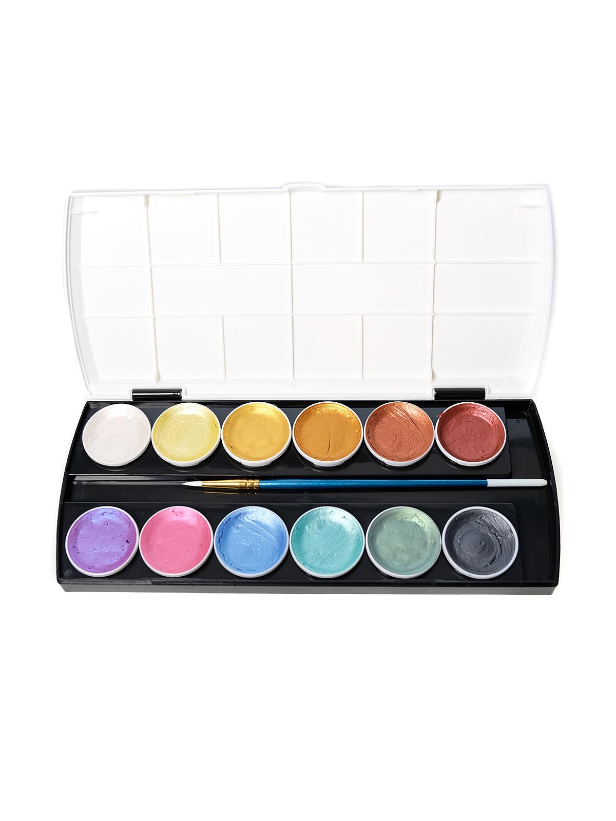 Collegiate Semi-Moist Watercolor Set Metallic Set Of 12