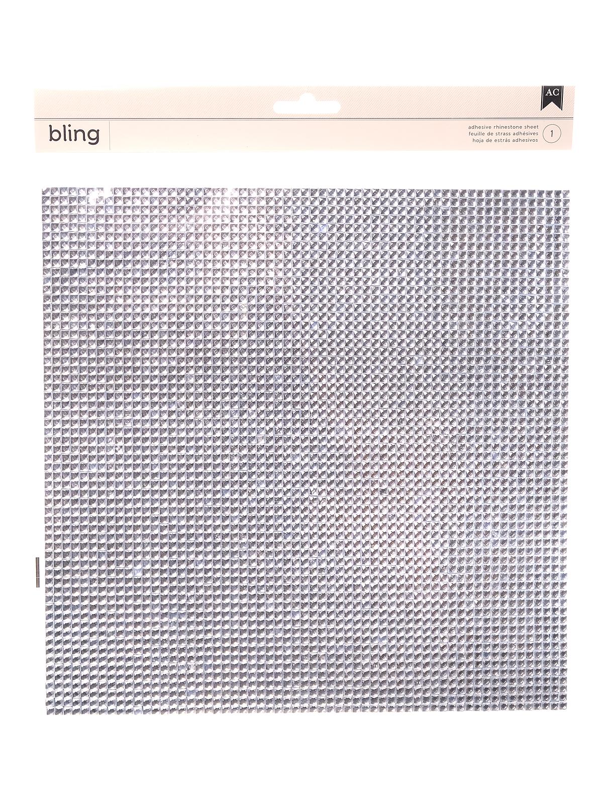 Bling Stickers Silver Rhinestones Square 10 In. X 10 In. Single Sheet