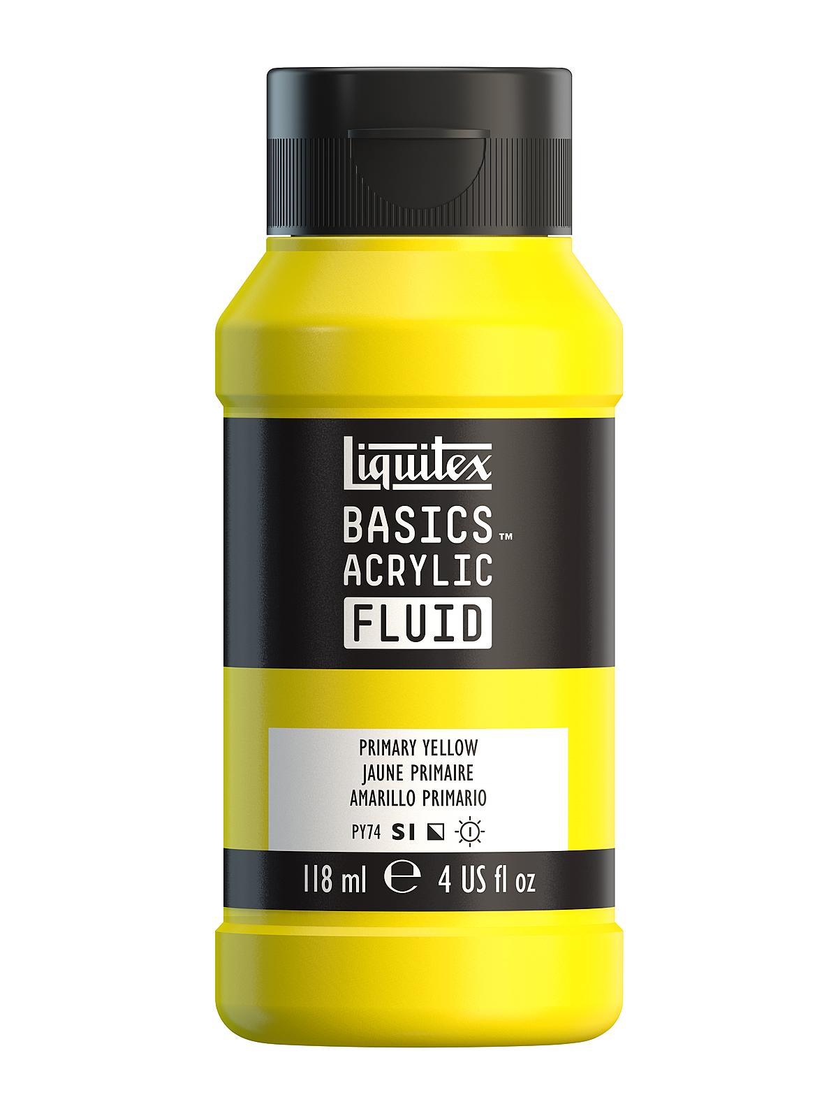 BASICS Fluid Acrylic Colors primary yellow 4 oz. (118 ml)