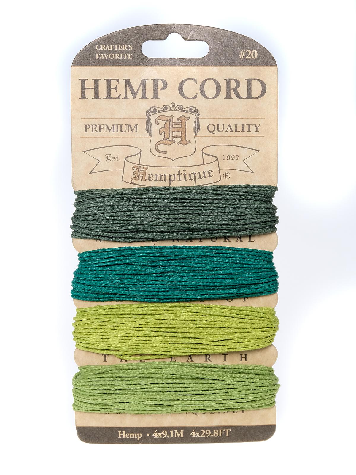 Cord Cards Hemp 9.1 M X 4 Colors Emerald