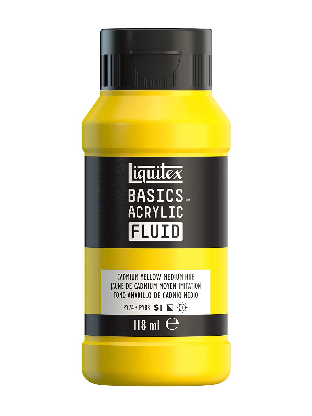 BASICS Fluid Acrylic Colors cadmium yellow medium hue 4 oz. (118 ml)