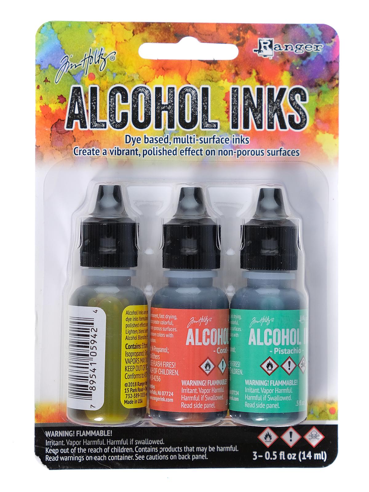 Tim Holtz Alcohol Ink Sets key west coral, dandelion, pistachio