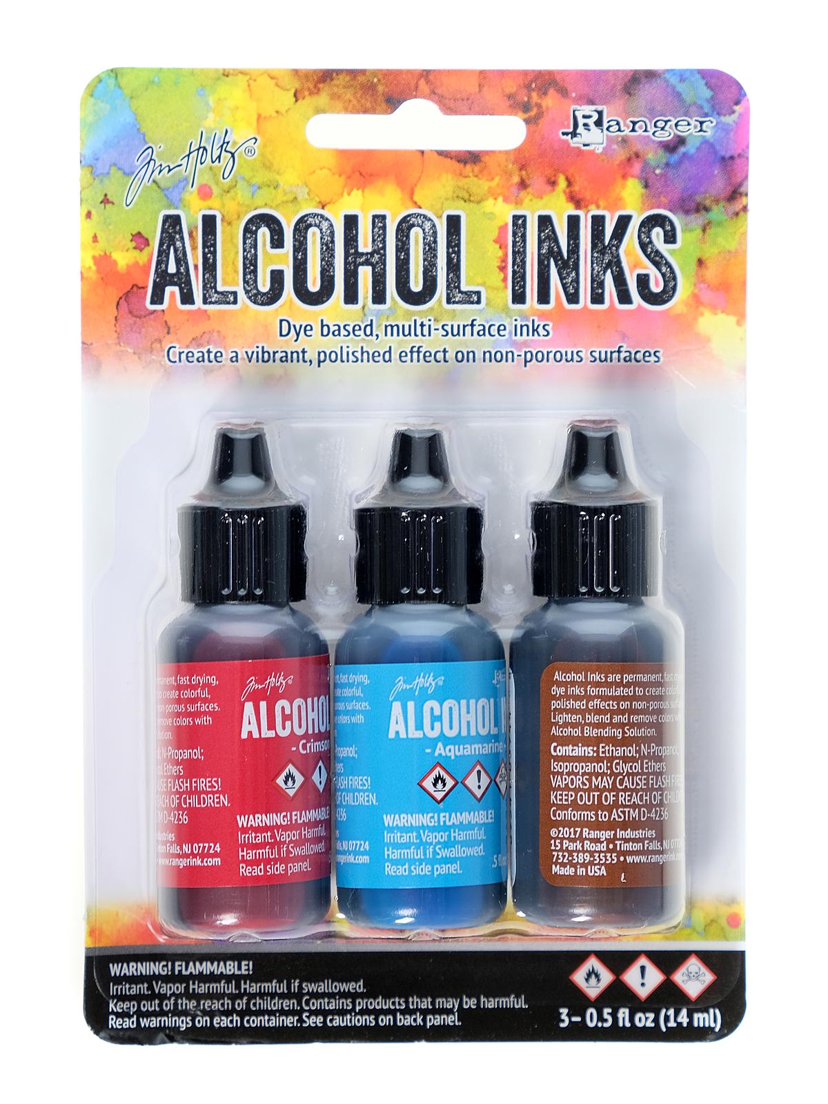Tim Holtz Alcohol Ink Sets rodeo aquamarine, crimson, sepia