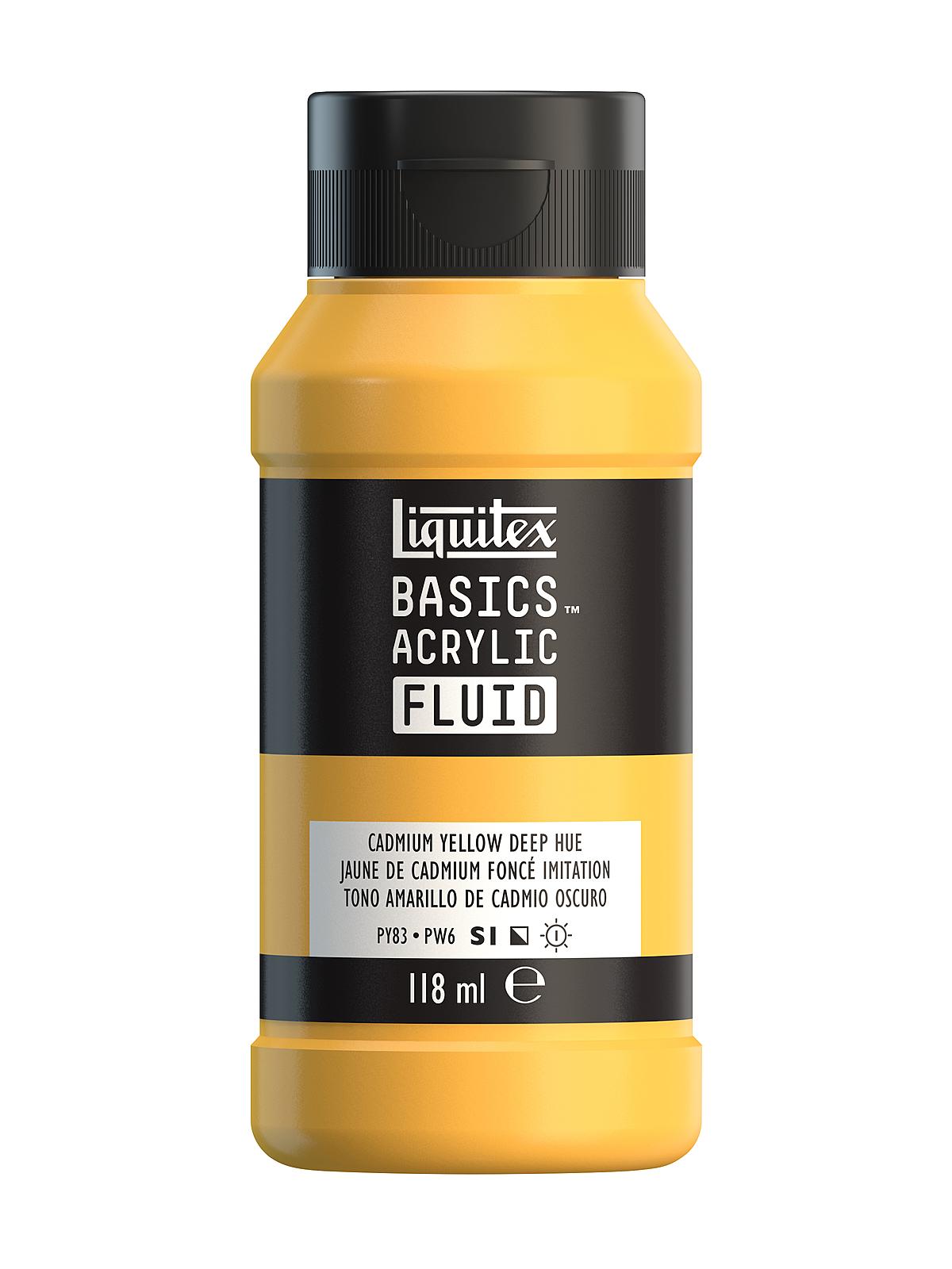 BASICS Fluid Acrylic Colors cadmium yellow deep hue 4 oz. (118 ml)