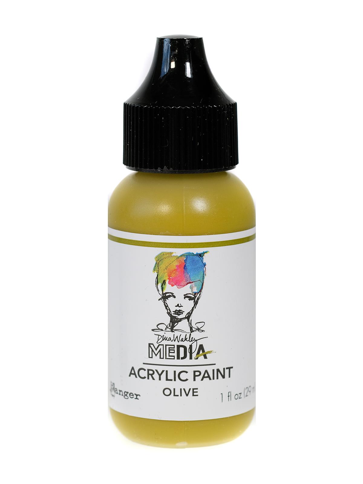 Dina Wakley Media Heavy Body Acrylic Paints 1 oz. bottle olive