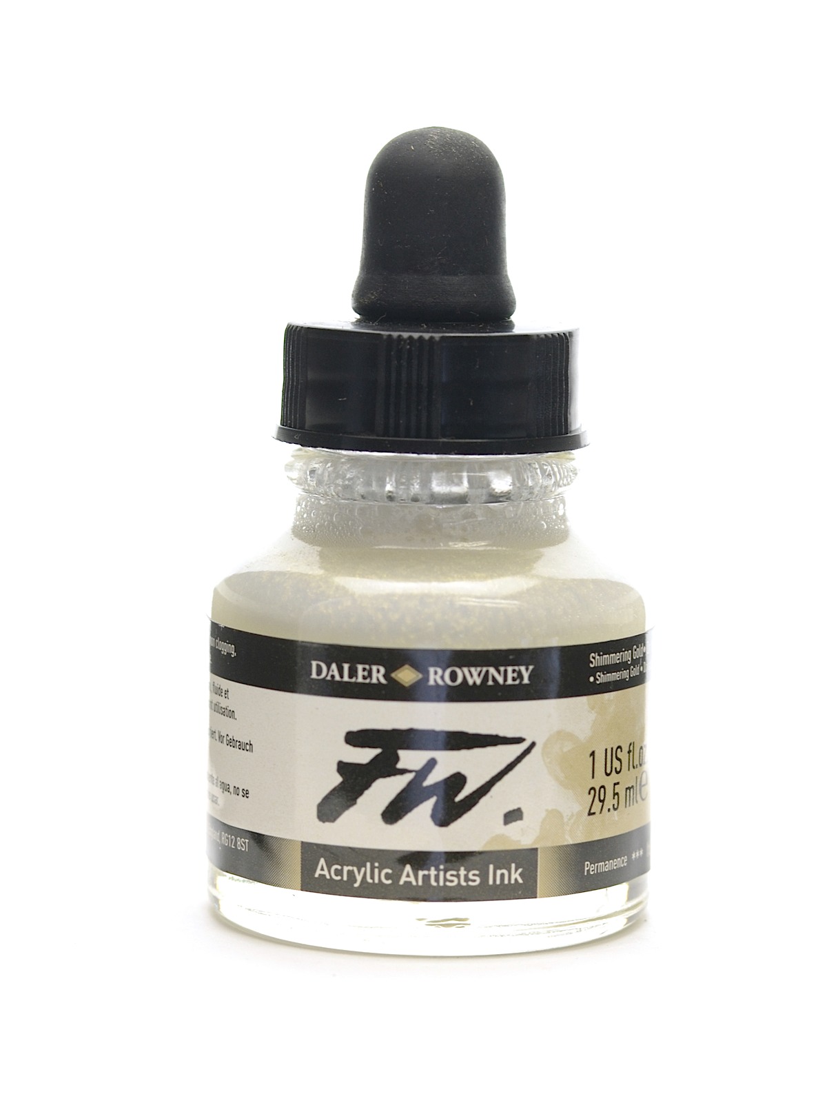 FW Pearlescent and Shimmering Liquid Acrylic shimmering gold 1 oz.