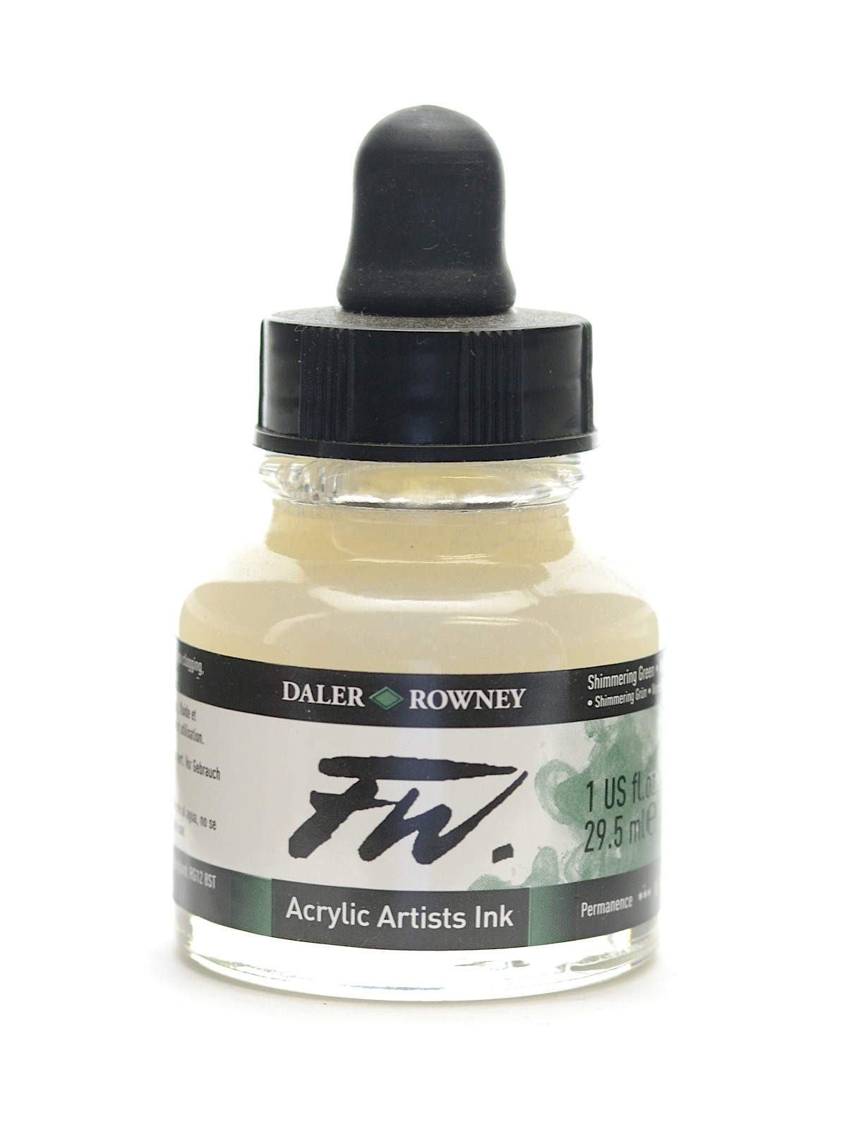 FW Pearlescent and Shimmering Liquid Acrylic shimmering green 1 oz.