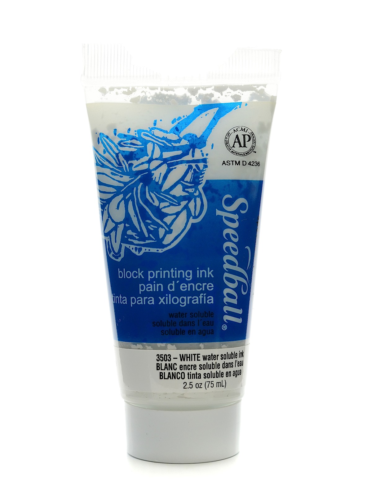 Block Printing Water Soluble Ink white 2.5 oz.