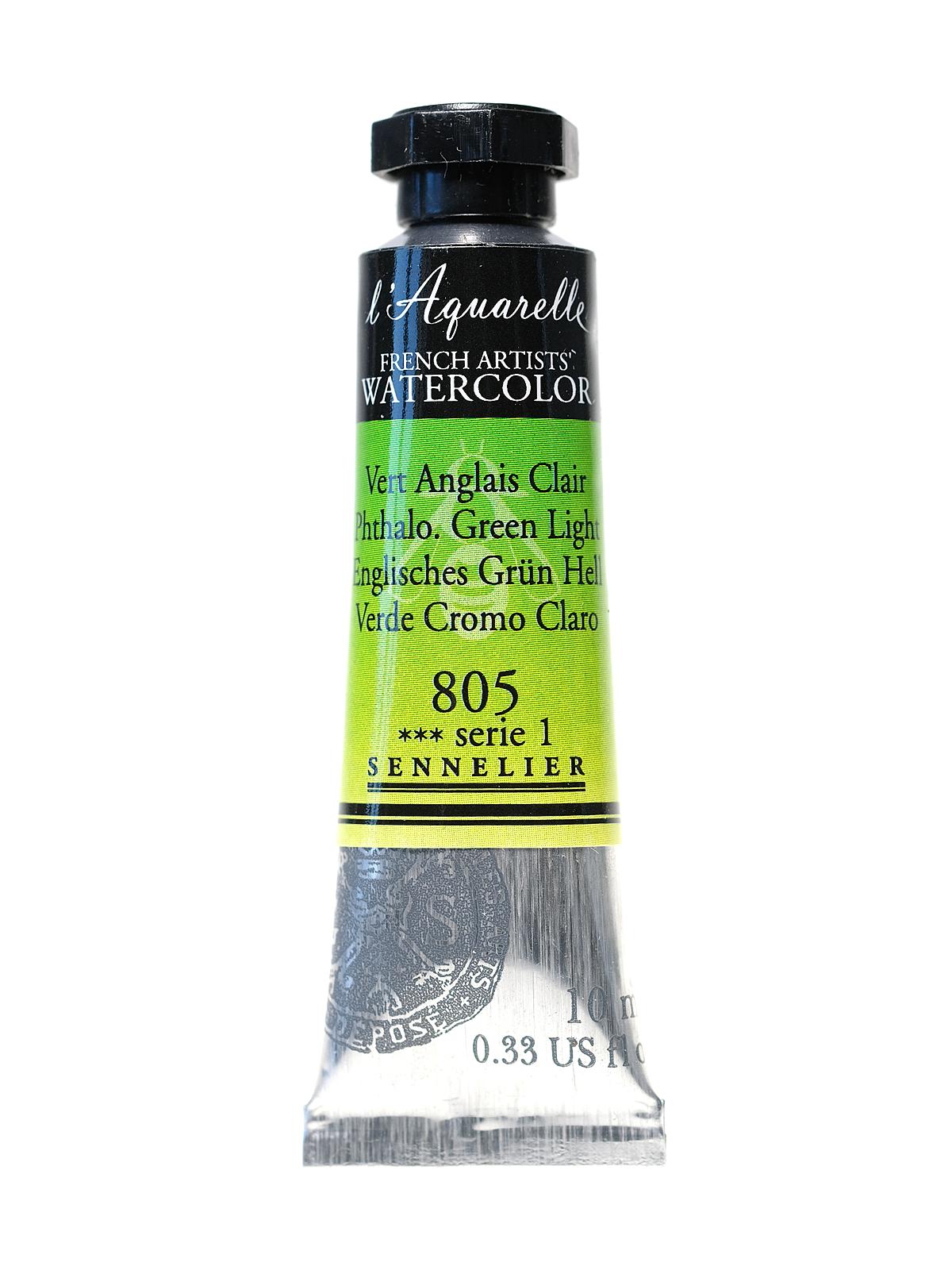 L'Aquarelle French Artists' Watercolor phthalo green light 10 ml C72