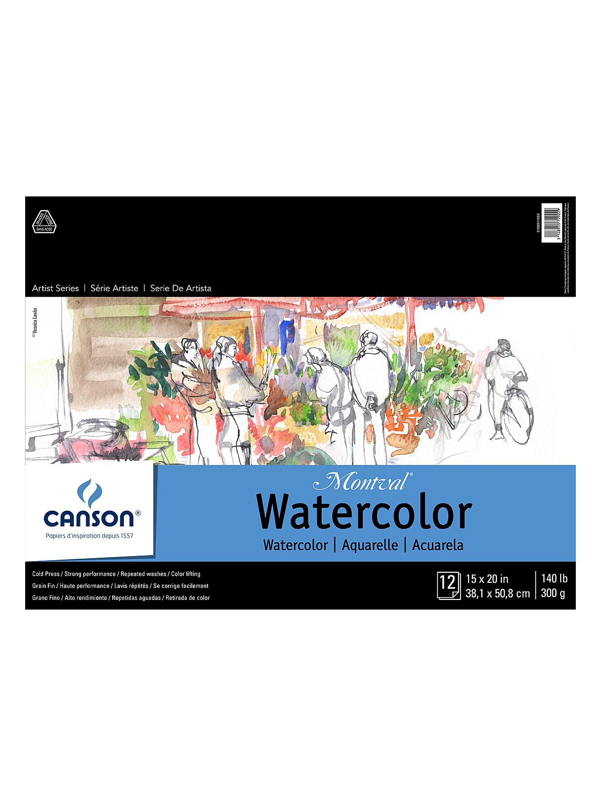 Montval Watercolor Paper 15 in. x 20 in. pad of 12 140 lb. cold press