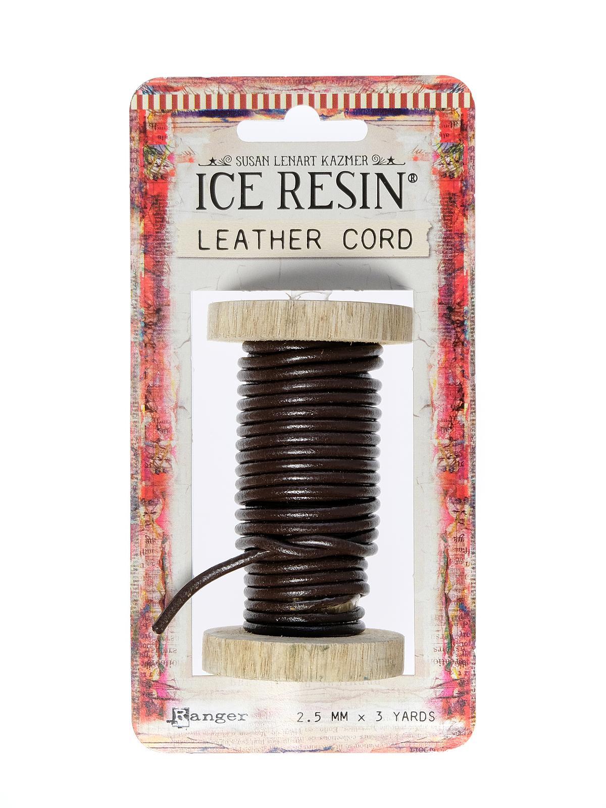 ICE Resin Leather Cord dark brown 2.5 mm 3 yd. spool