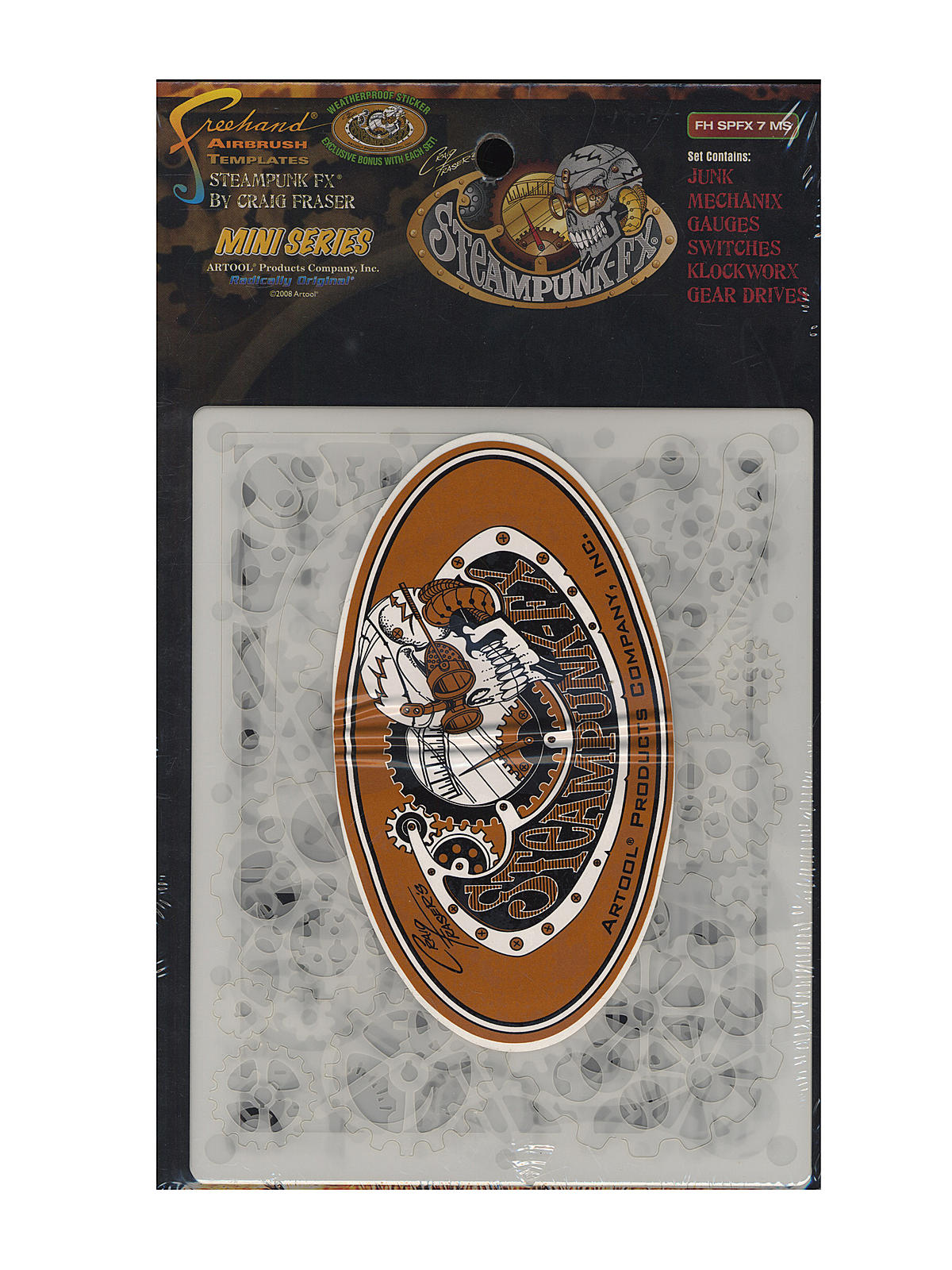 Steampunk FX Freehand Airbrush Templates by Craig Fraser Mini Series 5 in. x 7 in. set of 6
