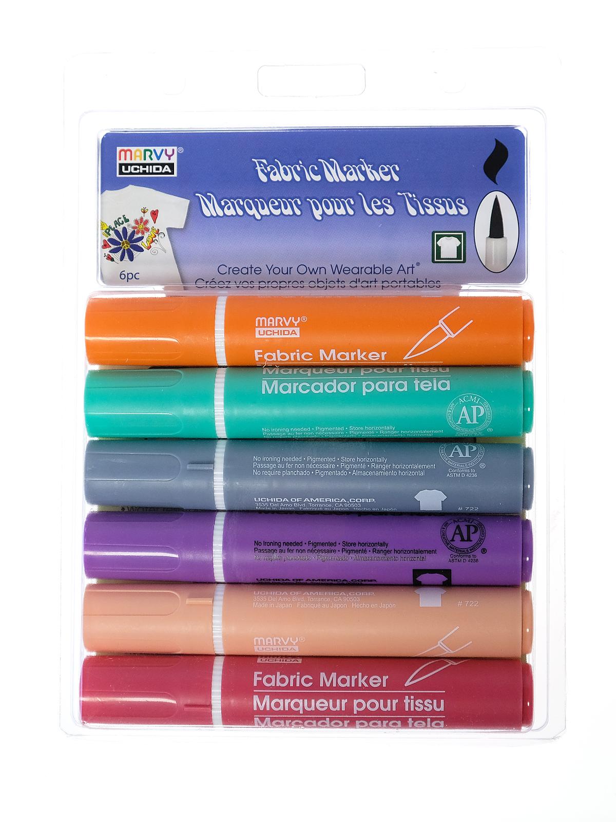 Fabric Brush Marker Sets pastel set of 6