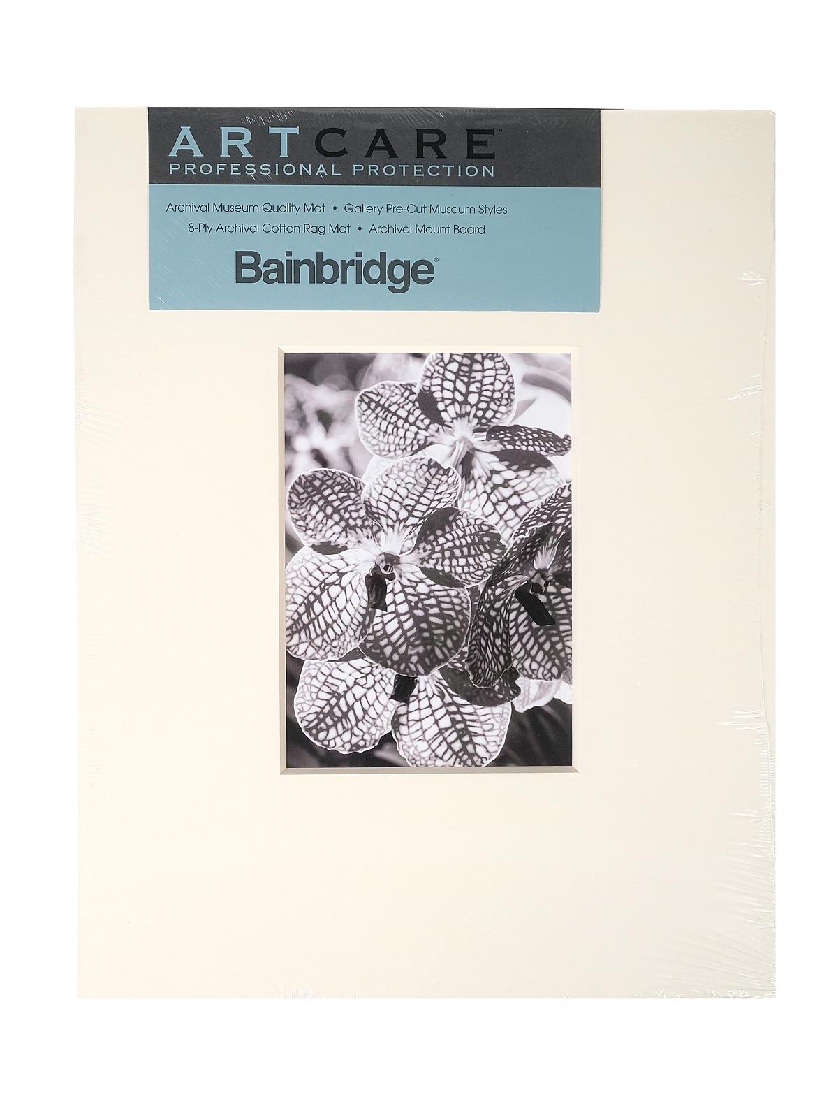 Artcare Pre-Cut Museum Mat 11 in. x 14 in. portrait for 5 in. x 7 in. antique white